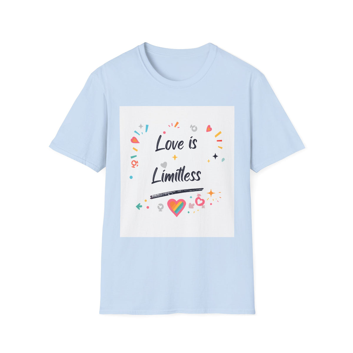 Love Is Limitless T-Shirt | Inspirational Pride Rainbow Heart Design