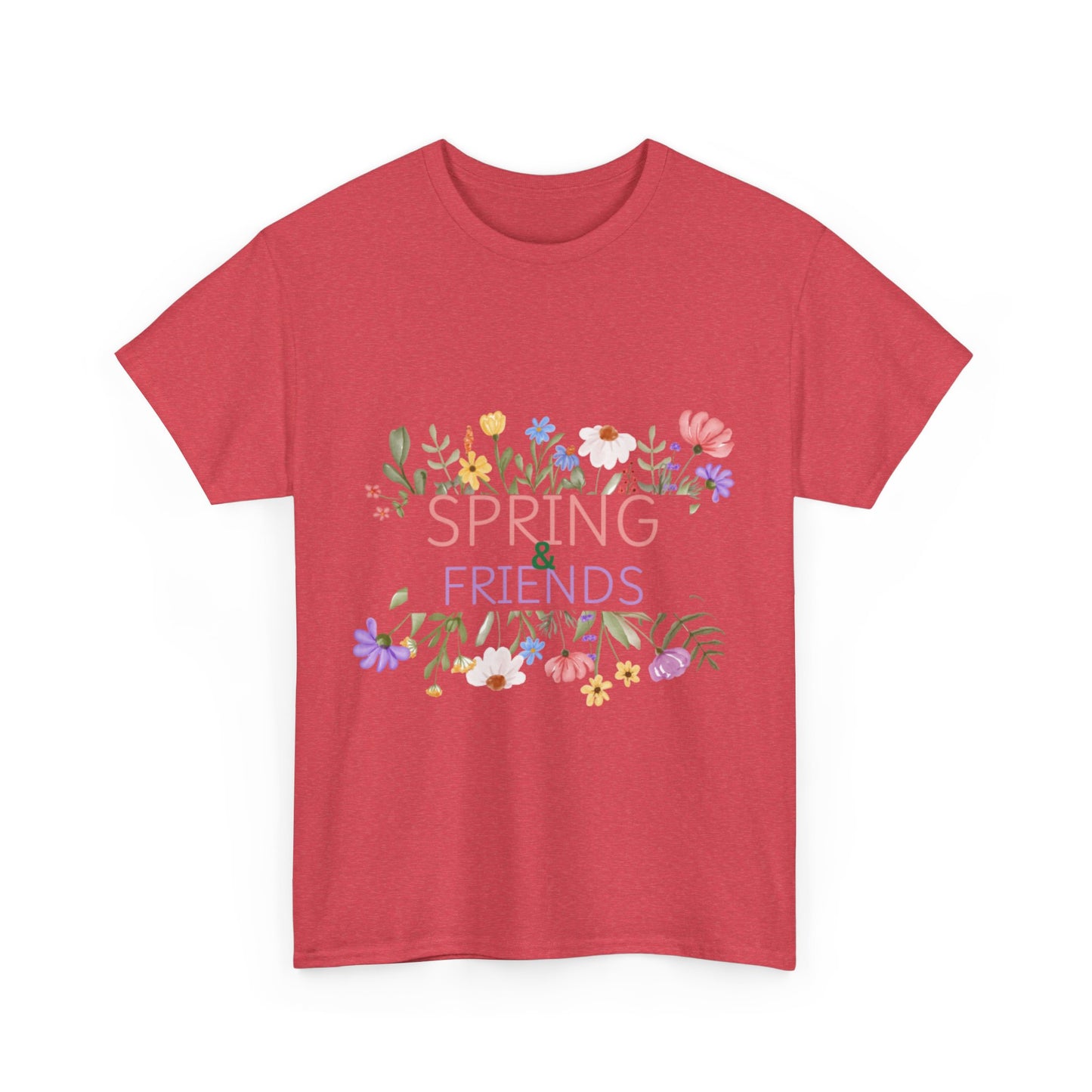 Spring & Friends Floral Unisex Heavy Cotton Tee | Casual Wear, Spring Outfit, Gift for Her, Nature Lover Shirt, Eco-Friendly Tee