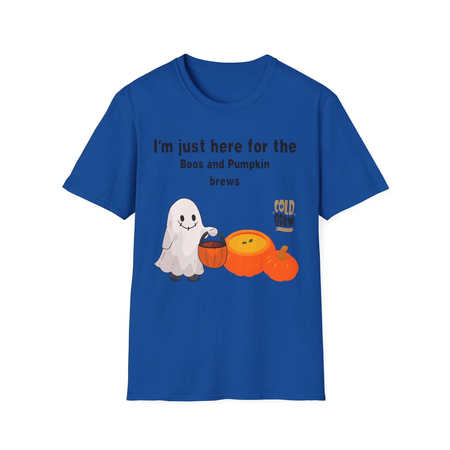 Halloween Ghostly Vibes T-Shirt, Boo's and Pumpkin Brews Tee, Unisex Casual Wear, Autumn Fashion, Spooky Season Clothing