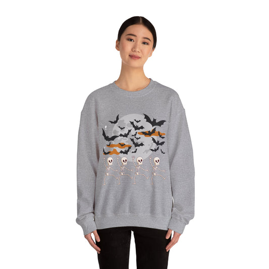 Spooky Skeleton Halloween Sweatshirt, Cozy Crewneck Pullover, Unisex Halloween Apparel, Fall Fashion, Perfect for Pumpkin Patches