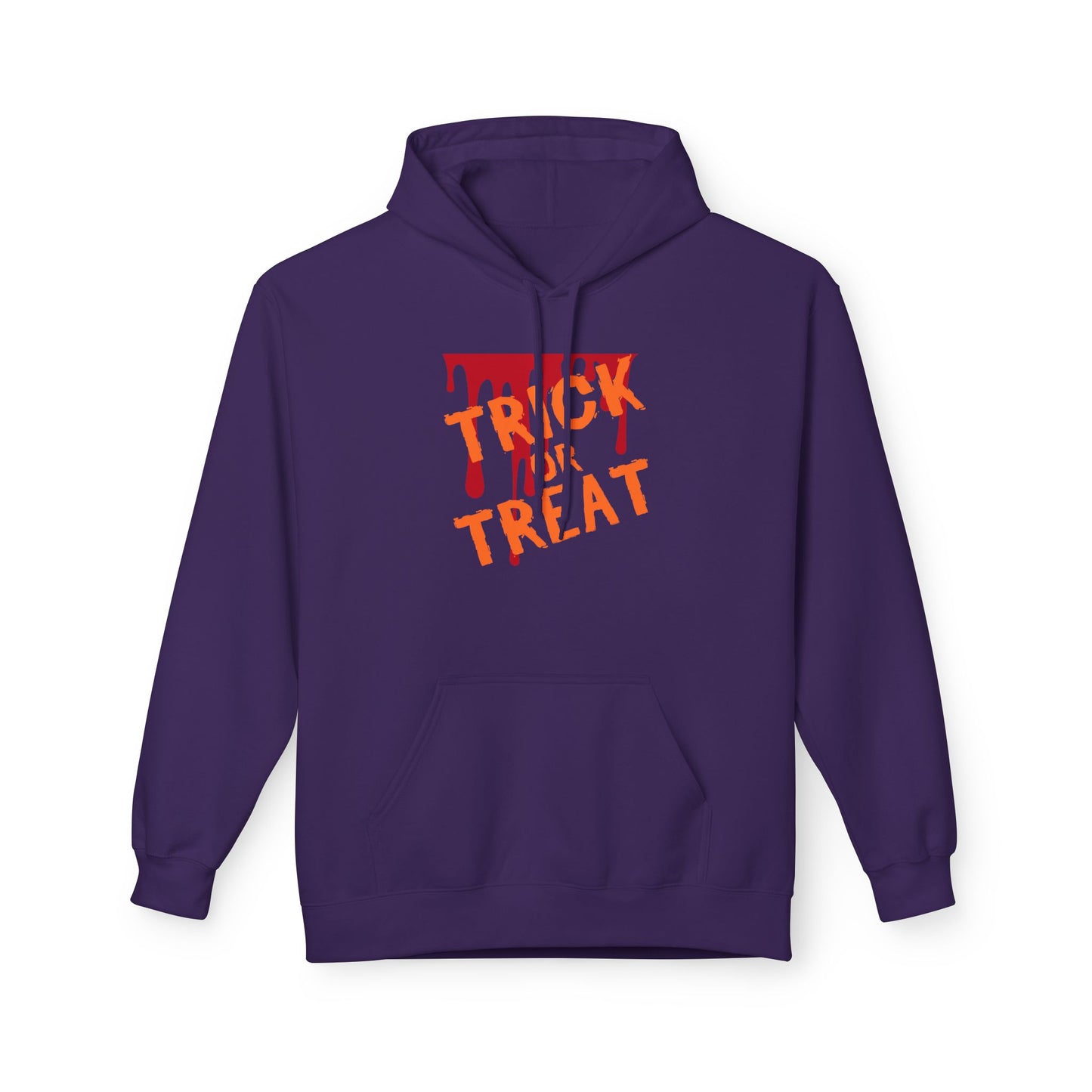Trick or Treat Fleece Hoodie, Halloween Hoodie, Unisex Pullover, Cozy Fall Layer, Spooky Sweatshirt, Festival Apparel