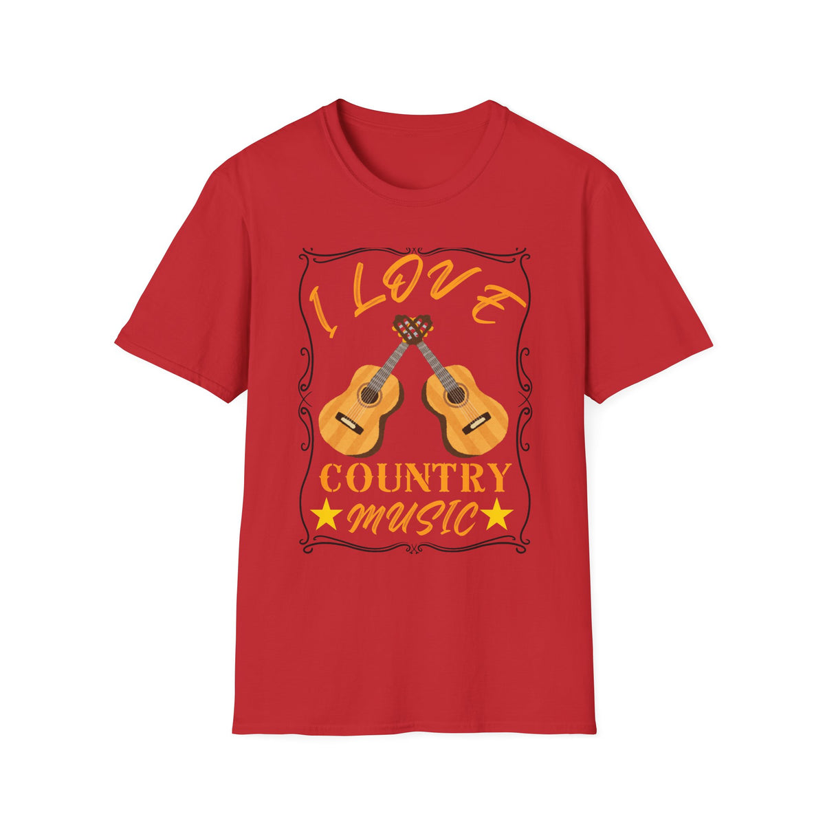 I Love Country Music T-Shirt | Acoustic Guitar Design