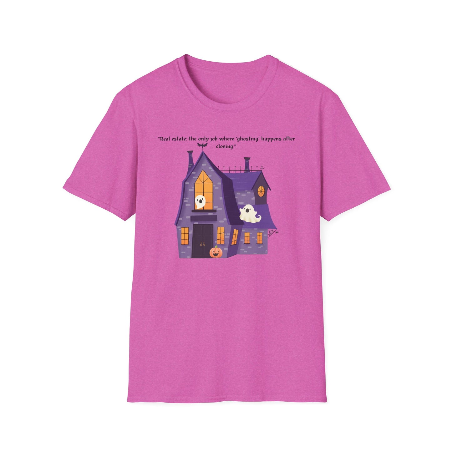 REAL ESTATE Halloween Haunted House T-Shirt, Unisex Softstyle Tee, Spooky Shirt, Fall Festivities, Trick or Treat Apparel