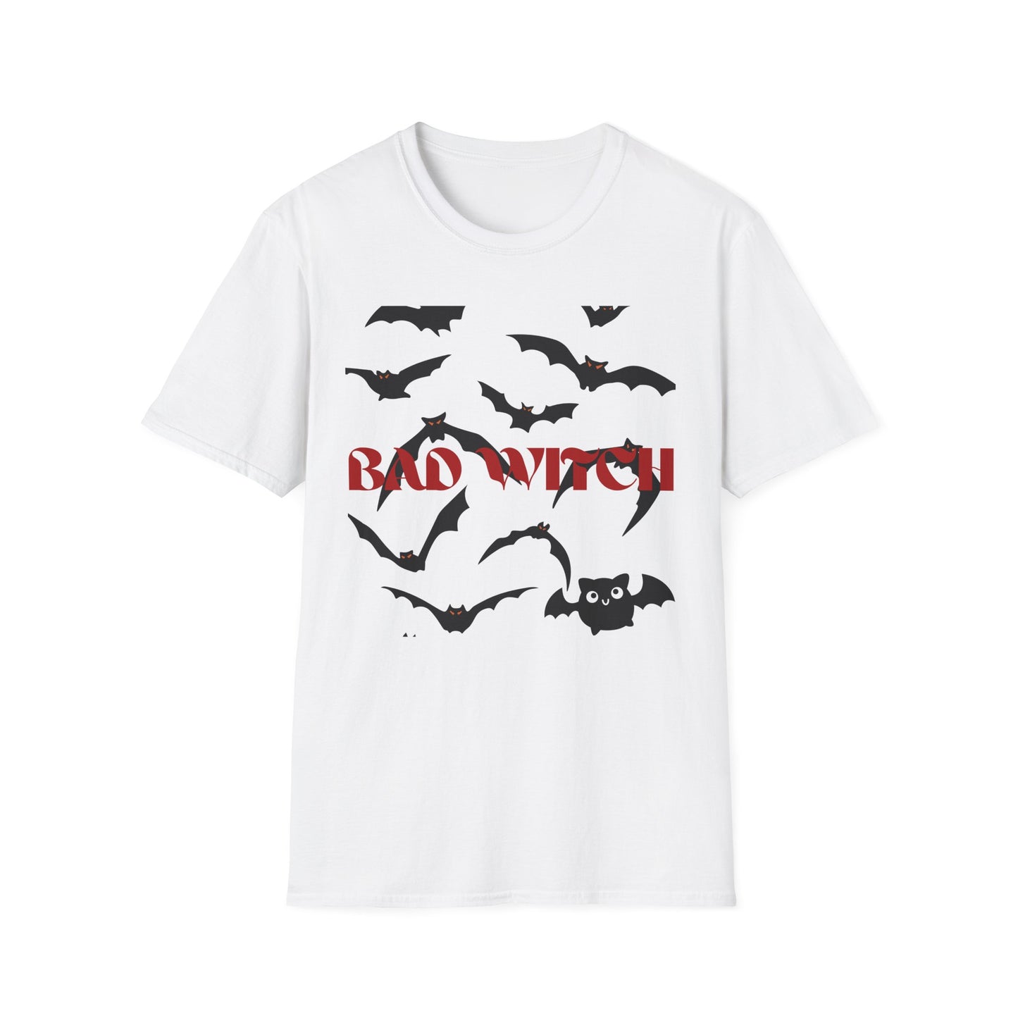 Bad Witch Halloween Unisex T-Shirt, Spooky Shirt, Halloween Costume, Witchy Tee, Bat Graphic Top, Fall Outfit