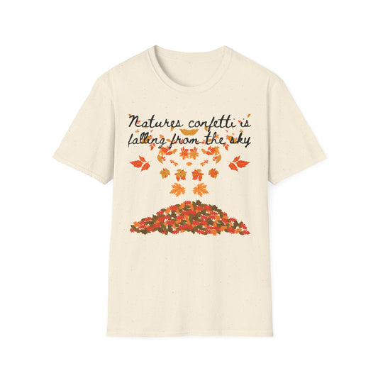 Fall Nature Confetti T-Shirt | Autumn Apparel, Seasonal Gift, Cute Casual Wear, Outdoor Adventures, Thanksgiving Shirts