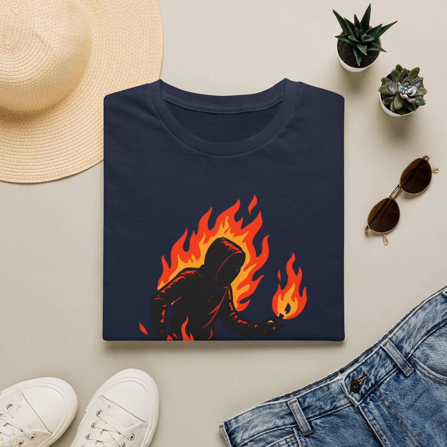 Flaming Sasquatch Illustration T-Shirt | Fire Bigfoot Graphic Tee