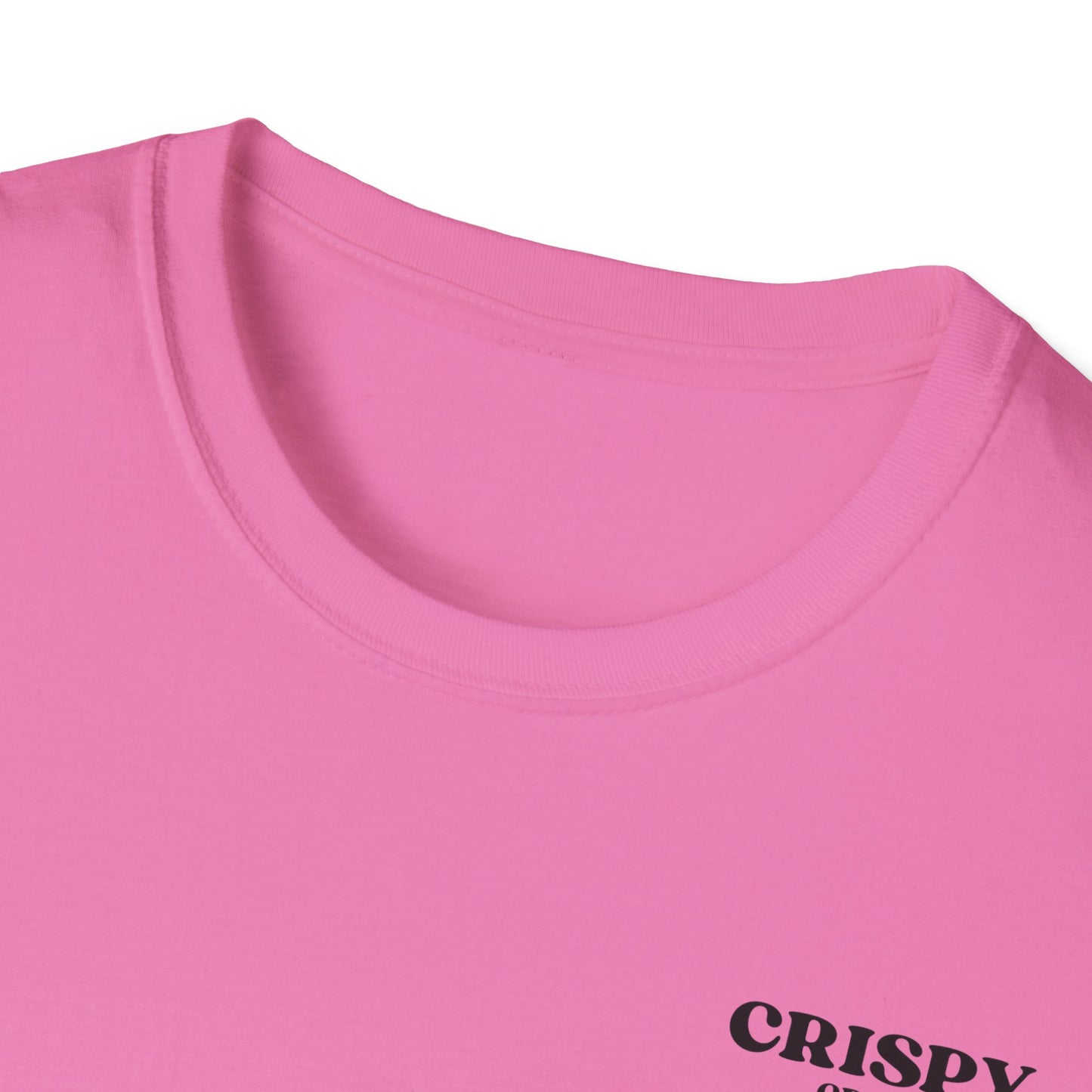 Crispy Crew Unisex Softstyle T-Shirt, Funny Emoji Tee, Casual Summer Shirt, Gift for Friends, Relaxed Fit Clothing