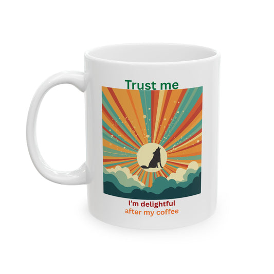 Sunrise Ceramic Mug, Retro Sunrise Coffee Cup, Motivational Drinkware, Boho Kitchen Decor, Gift for Nature Lovers