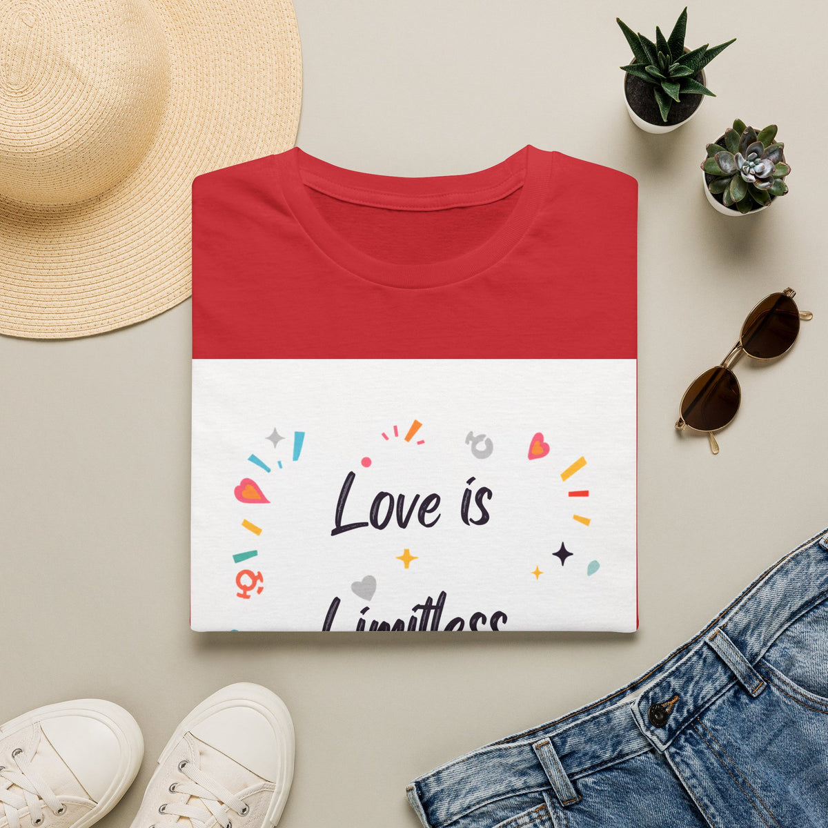 Love Is Limitless T-Shirt | Inspirational Pride Rainbow Heart Design