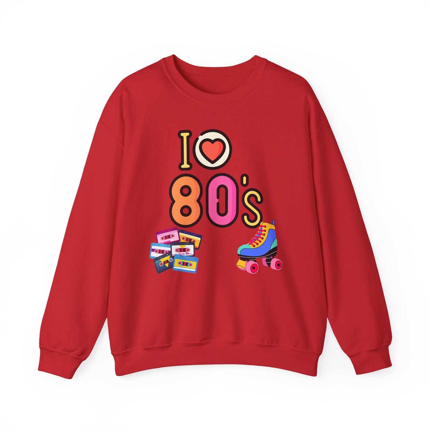 I Heart 80's Roller Skate Sweatshirt | Retro Tape Cassette 80s