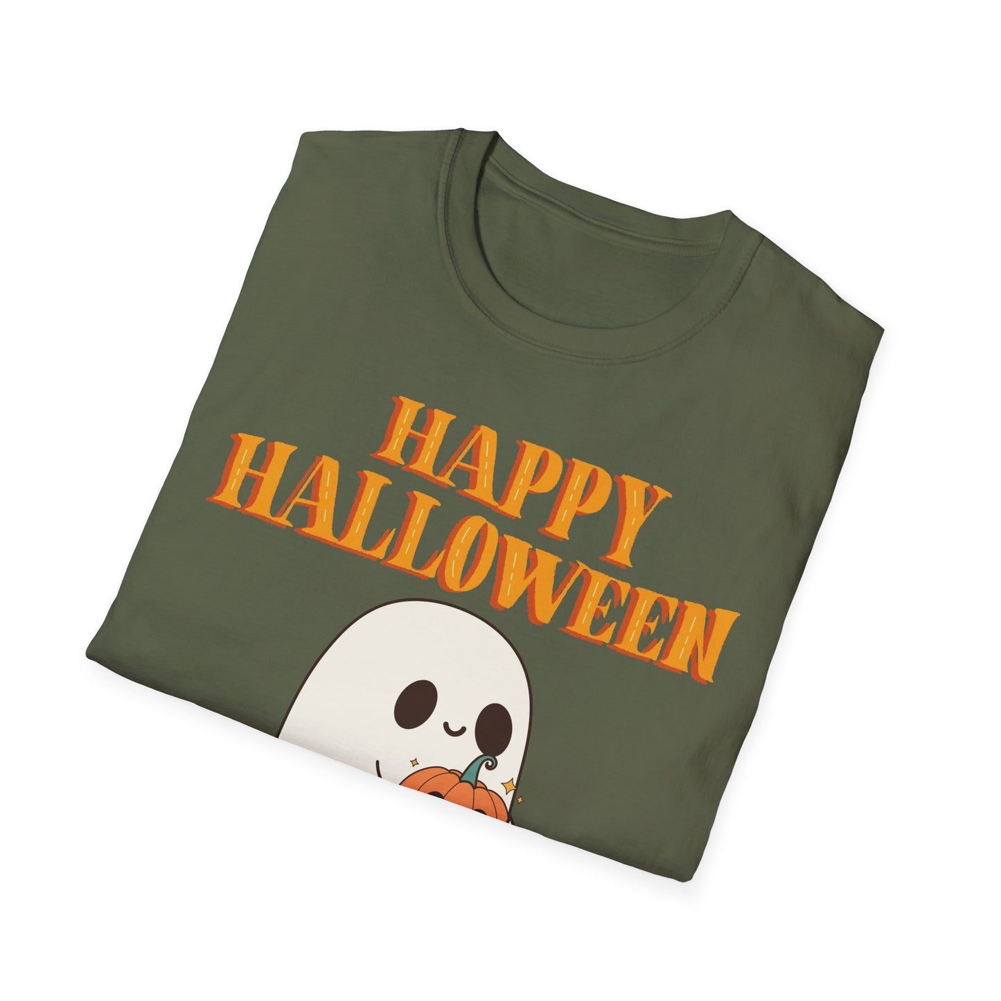 Happy Halloween Ghost T-Shirt, Cute Halloween Tee, Unisex Graphic T-Shirt, Fall Apparel, Spooky Season Shirt, Trick or Treat Top