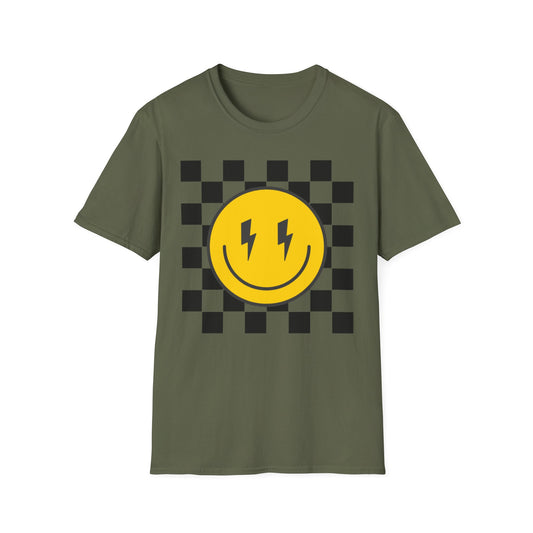 Retro Smiley Face Unisex T-Shirt, Casual Wear, Fun Graphic Tee, Gift for Friends, Summer Style, Festival Apparel, Joyful Design