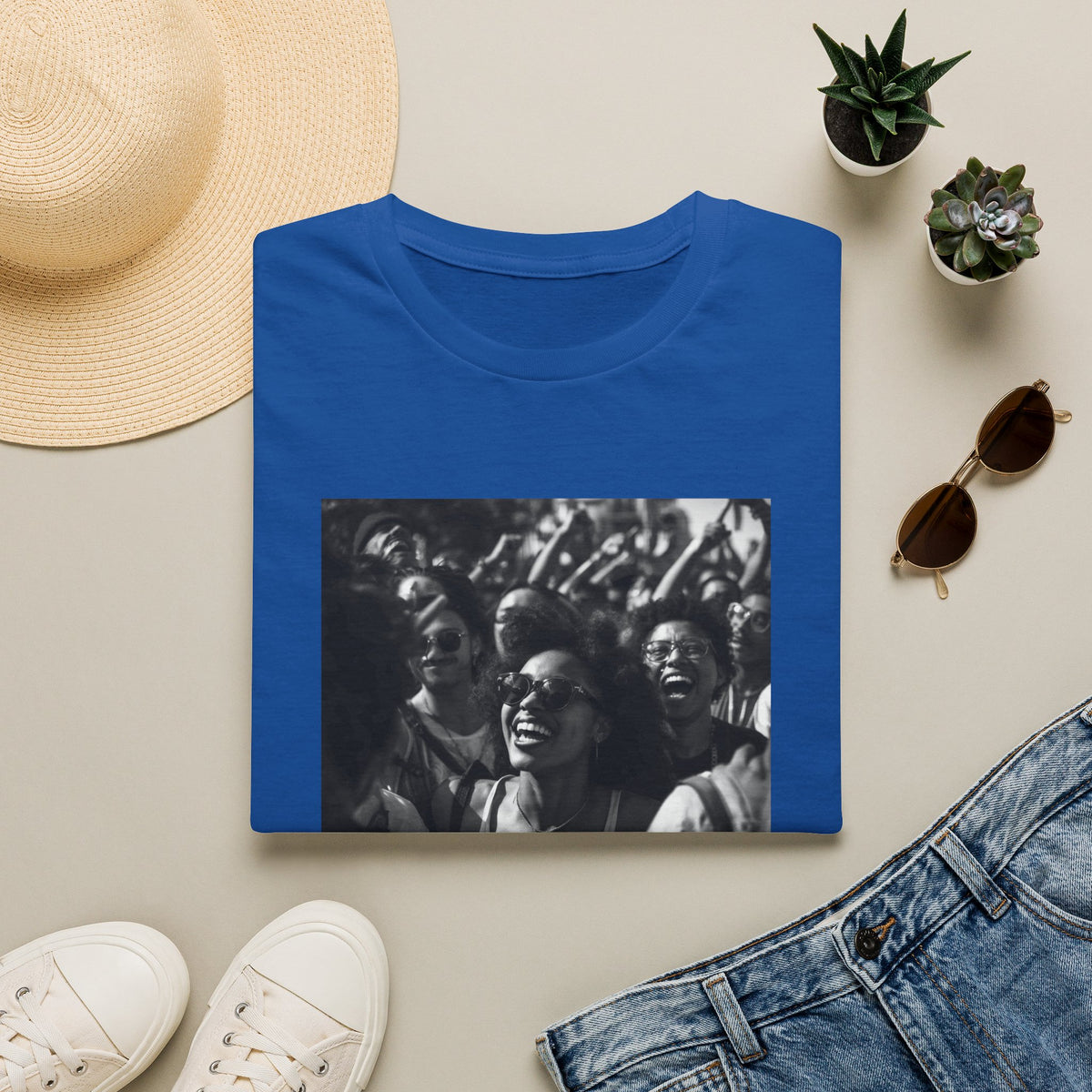 Celebrate Love T-Shirt | Black and White Crowd Photo, Yellow Text