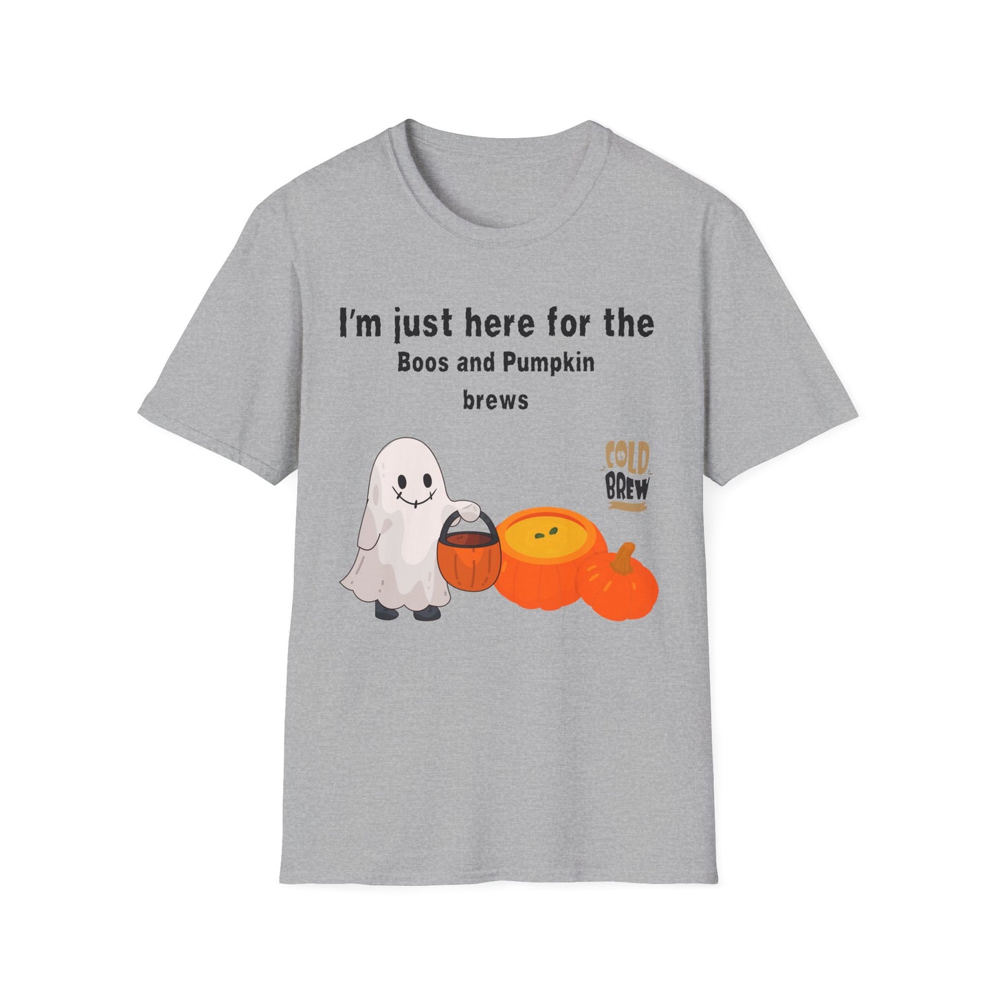 Halloween Ghostly Vibes T-Shirt, Boo's and Pumpkin Brews Tee, Unisex Casual Wear, Autumn Fashion, Spooky Season Clothing