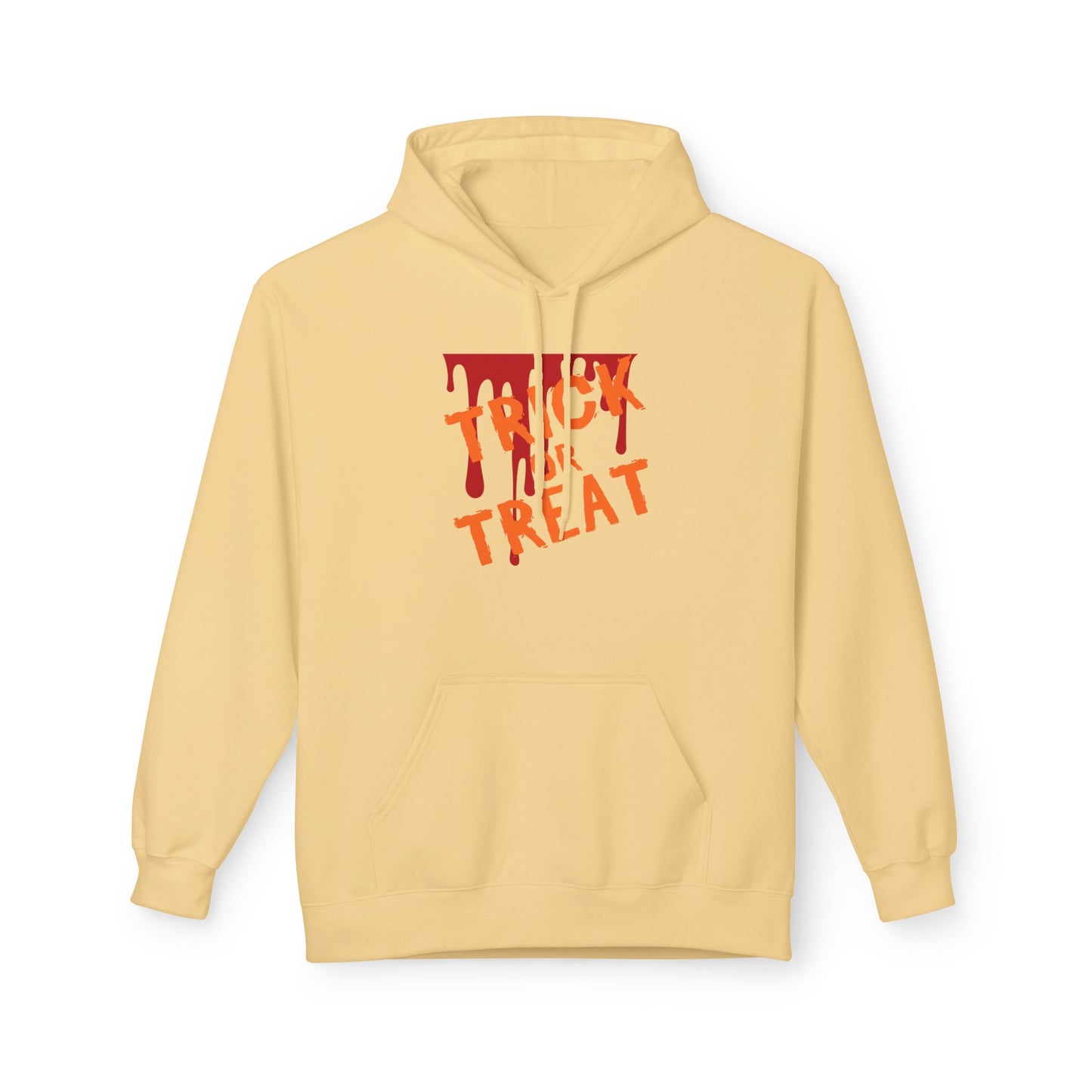 Trick or Treat Fleece Hoodie, Halloween Hoodie, Unisex Pullover, Cozy Fall Layer, Spooky Sweatshirt, Festival Apparel