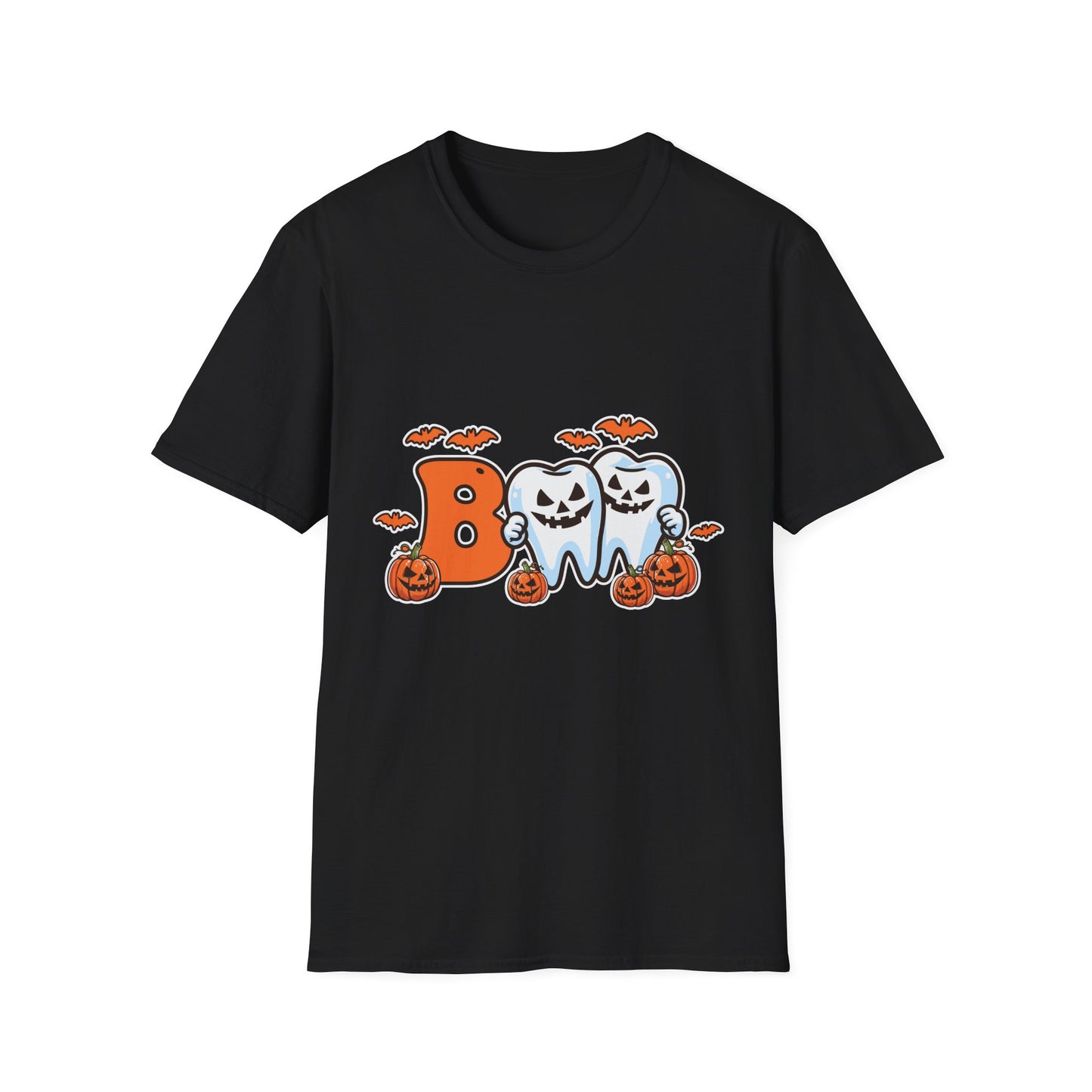 Halloween Themed Unisex Softstyle T-Shirt, Boo Shirt, Spooky Tee, Trick or Treat Shirt, Casual Halloween Wear, Fall Fashion