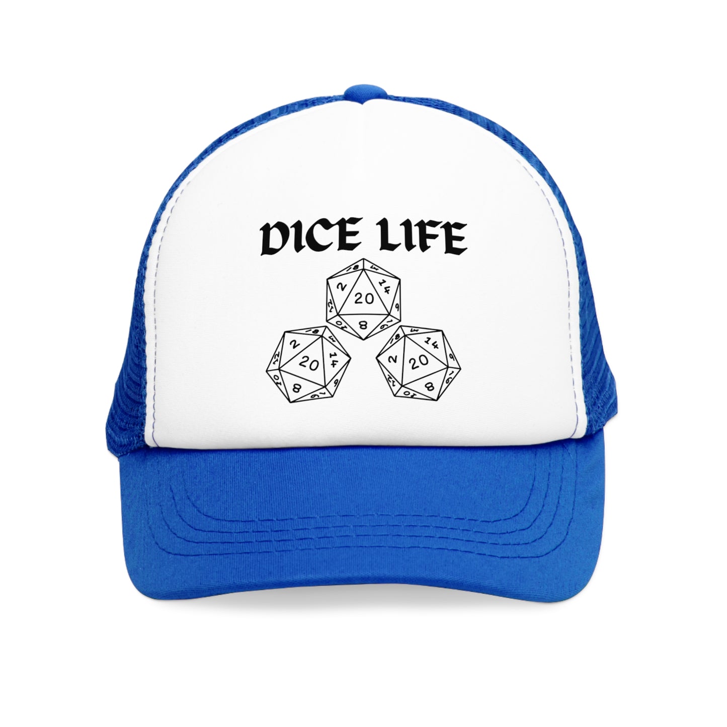 Dice Life Mesh Cap for Gamers, Trucker Hat for D&D Fans, Adjustable Snapback, Gift for Tabletop Enthusiasts, RPG Accessory