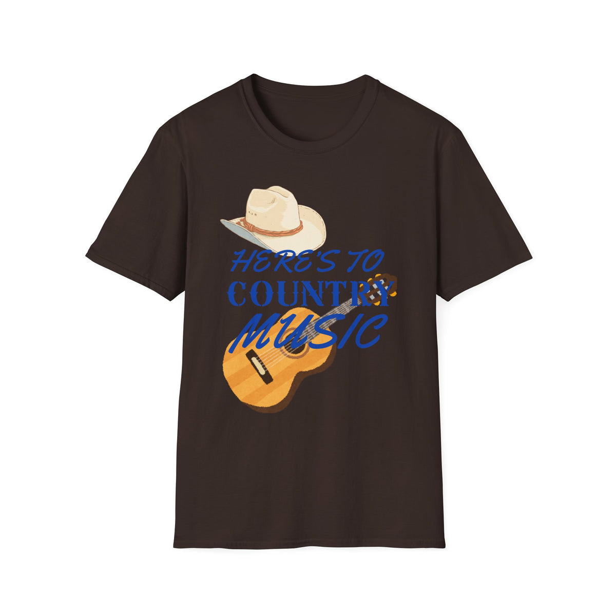 Heres to Country Music TShirt  Cowboy Hat & Guitar Design