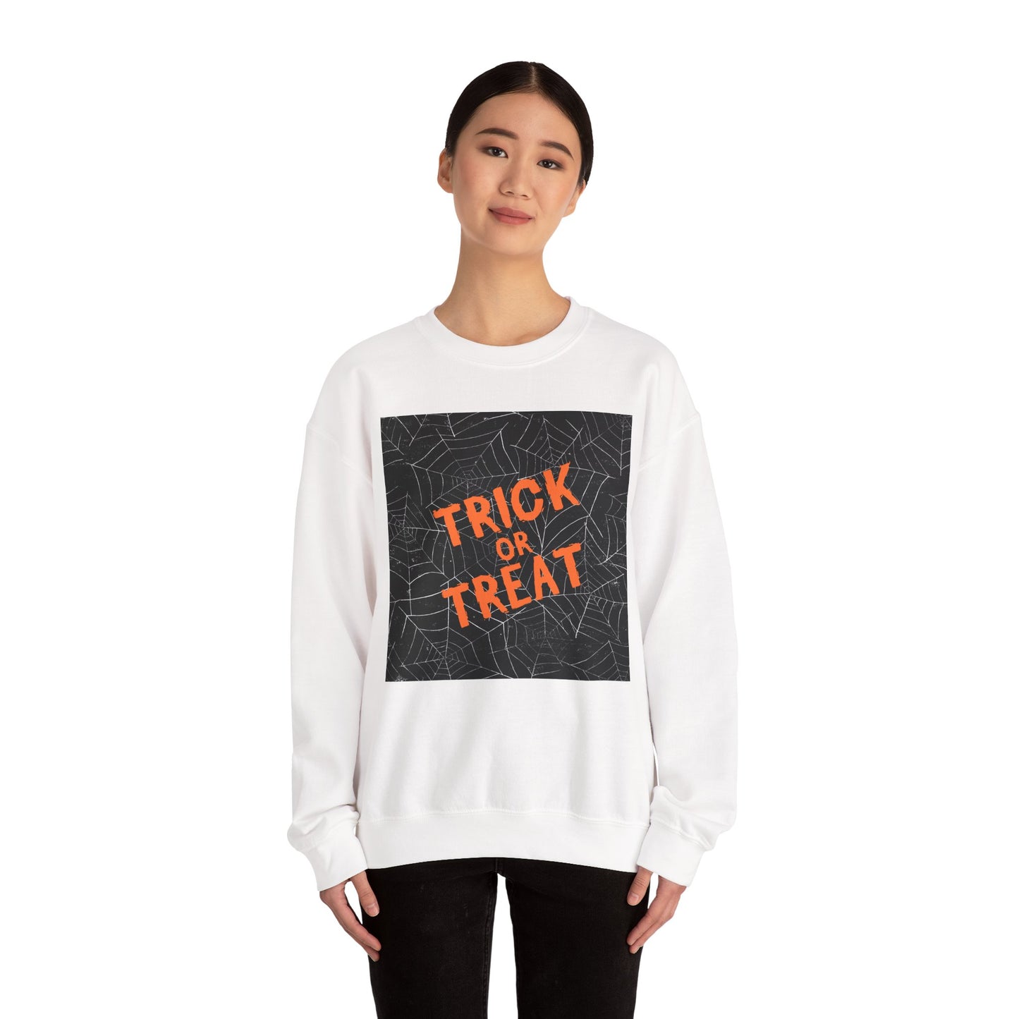 Halloween Trick or Treat Sweatshirt, Unisex Crewneck, Cozy Fall Fashion, Halloween Gatherings, Spooky Season Essentials