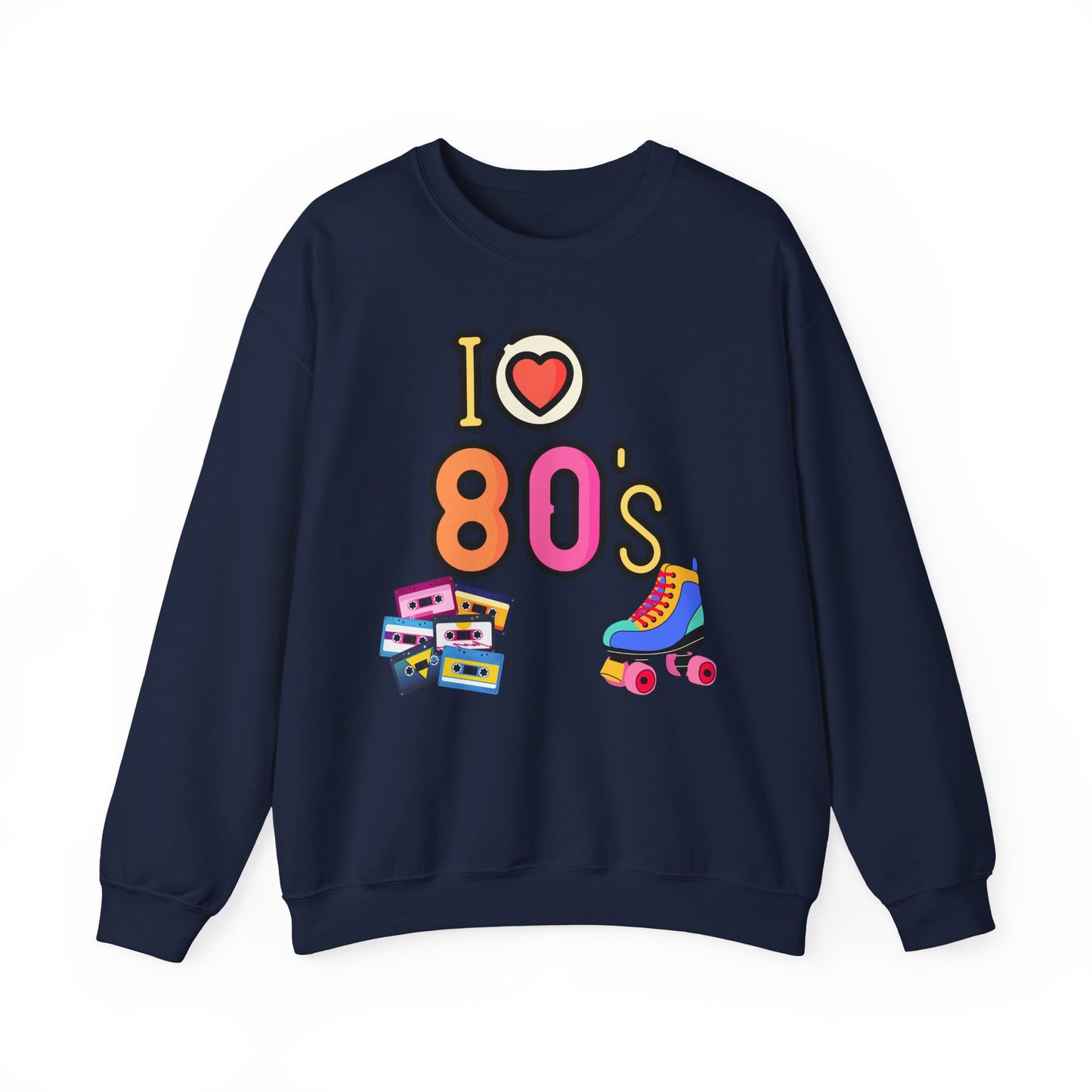 I Heart 80's Roller Skate Sweatshirt | Retro Tape Cassette 80s