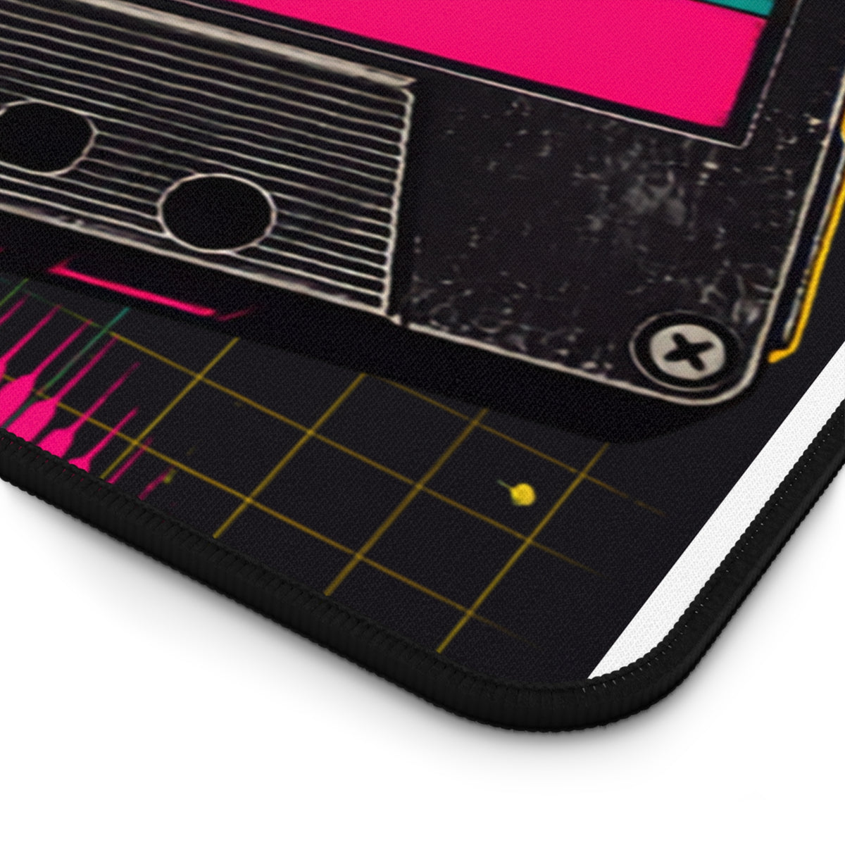 Retro Cassette Tape Desk Mat | 80s Neon Music Mousepad