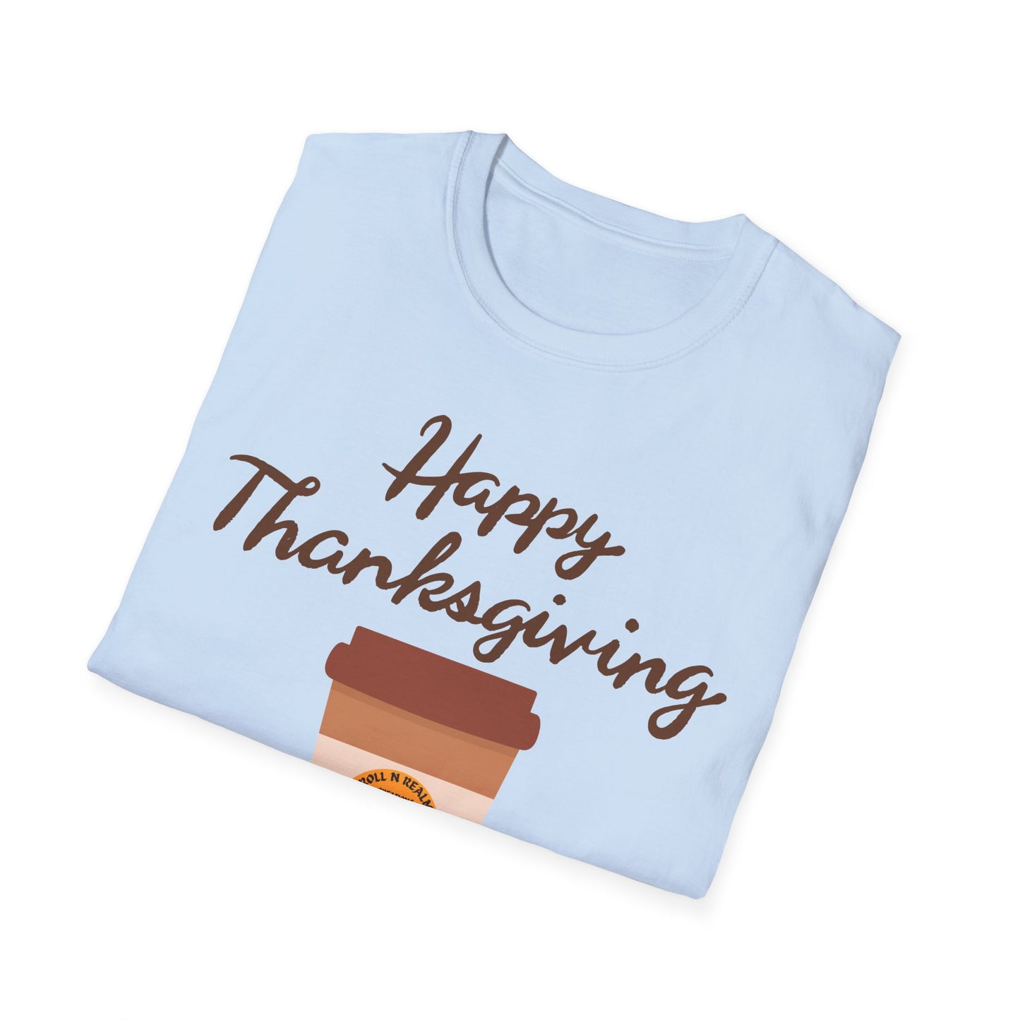 Thanksgiving Coffee T-Shirt - Unisex Softstyle Tee for Fall Celebrations, Autumn Apparel, Holiday Gathering, Family Gatherings, [...]