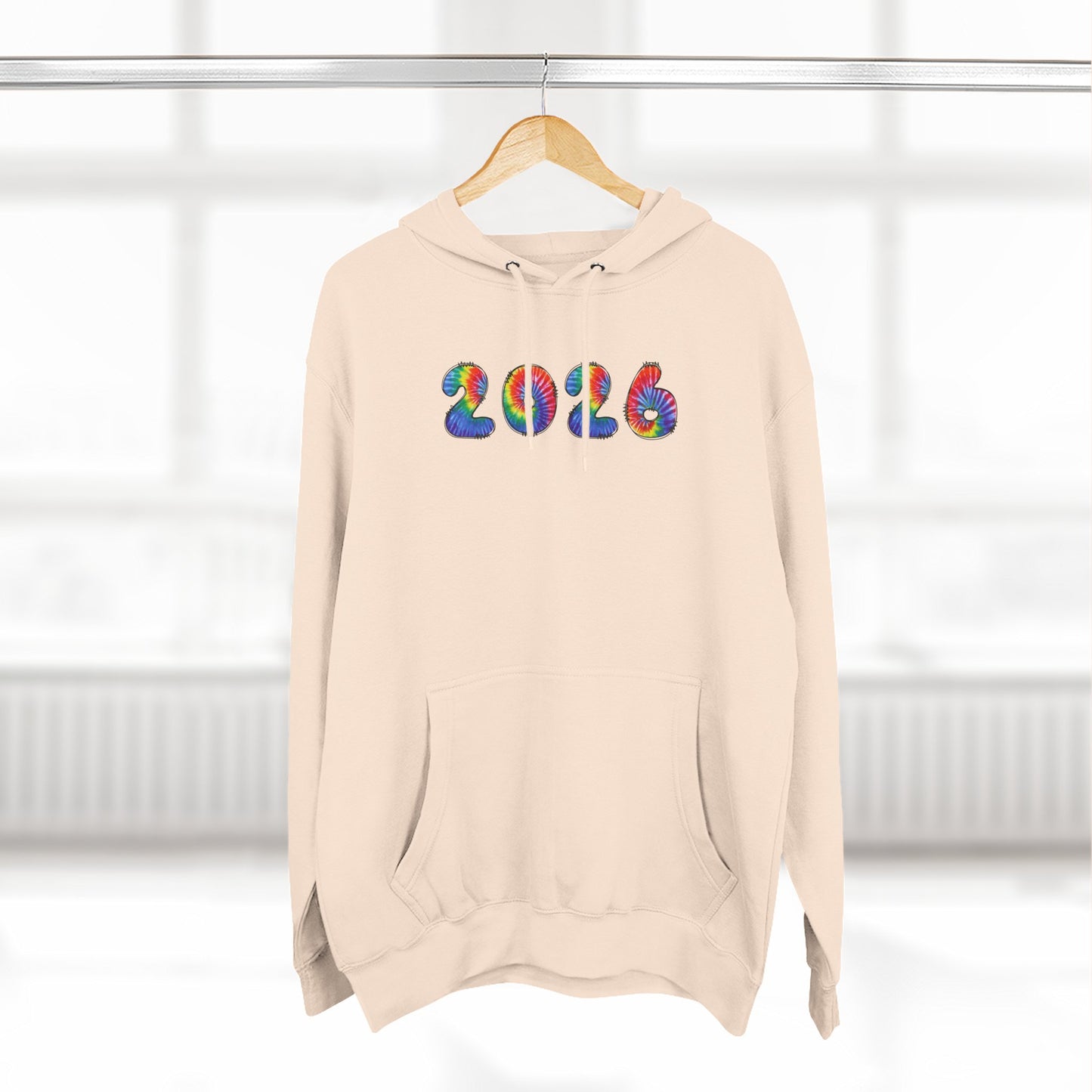 2026 Colorful Tie Dye Numbers Hoodie | New Year Retro Rainbow Design