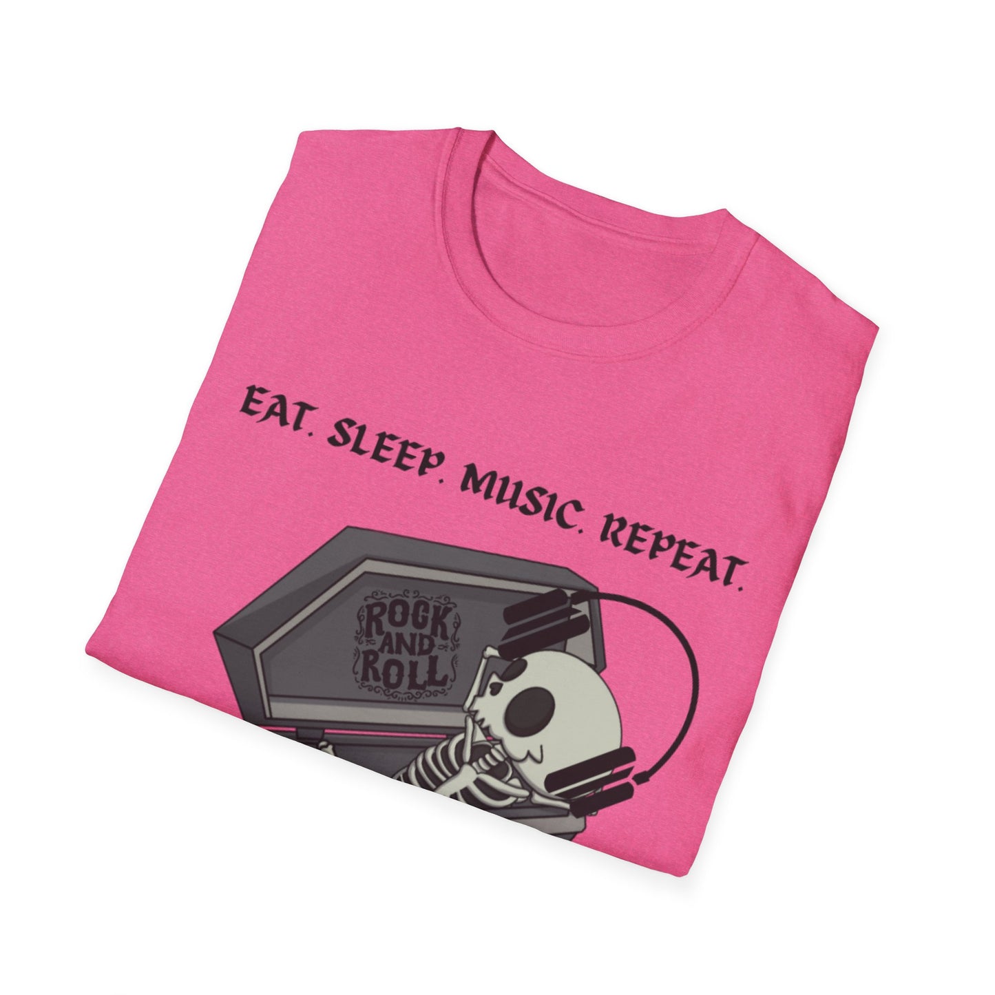 Skeleton Music Vibes Unisex Softstyle T-Shirt | Rock Music Lovers Tee, Concert Shirt, Halloween Apparel, Gift for Musicians