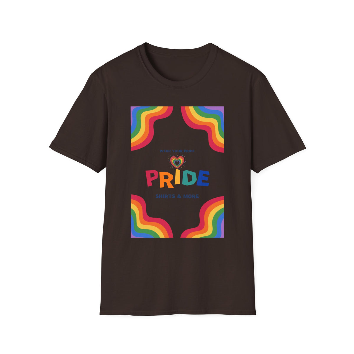 Rainbow Pride heart graphic T-Shirt | Wear Your Pride slogan