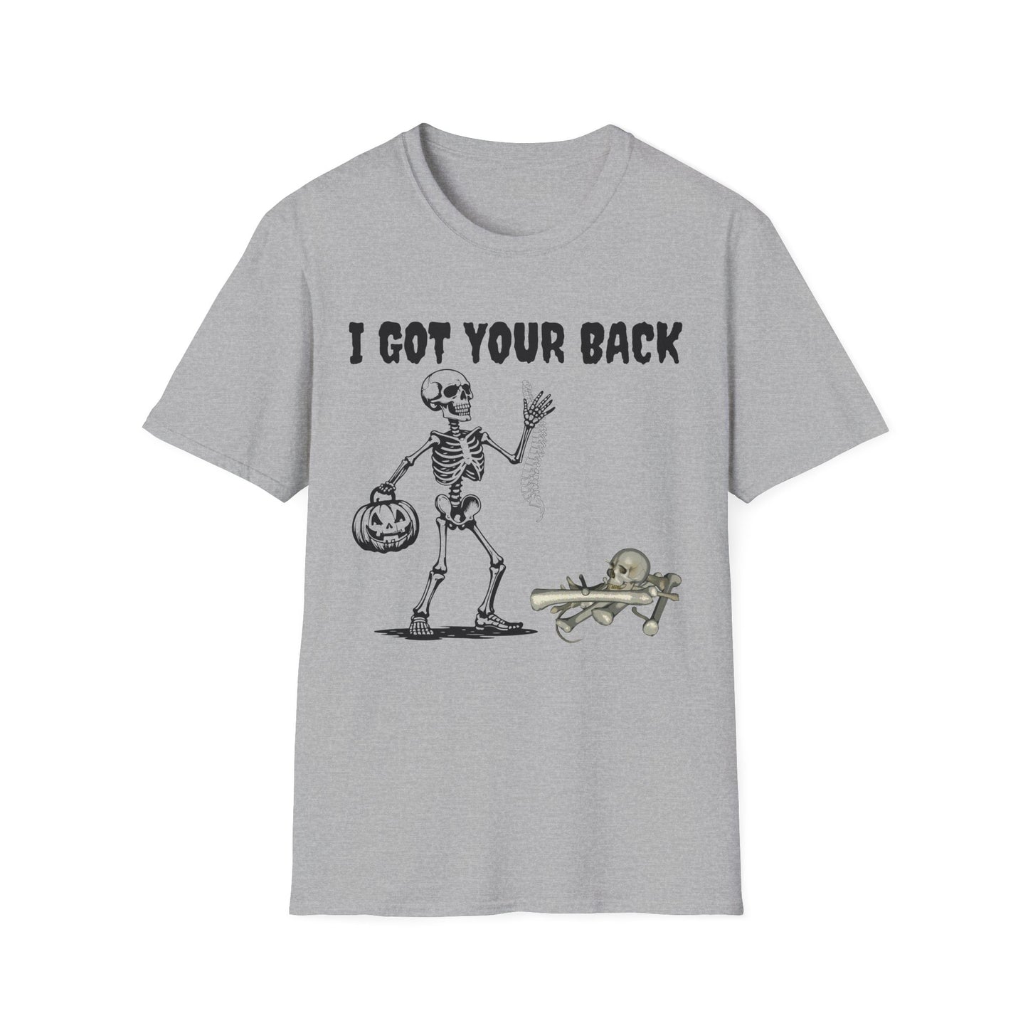 Skeleton I Got Your Back T-Shirt | Unisex Softstyle Tee for Halloween, Casual Wear, Funny Gift, Costume Party, Skeleton Theme