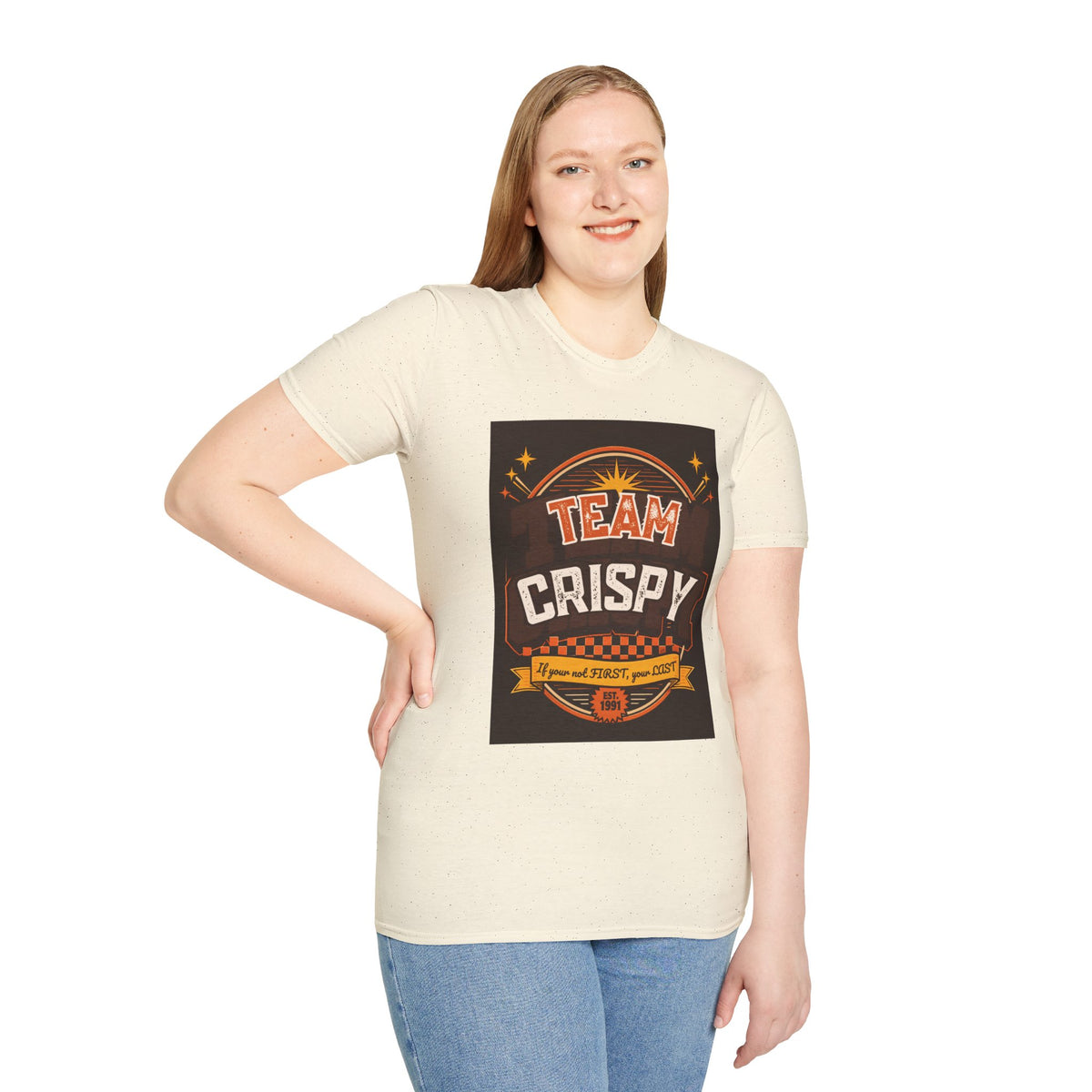 Team Crispy T-Shirt | Retro Badge Snack Lover Tee