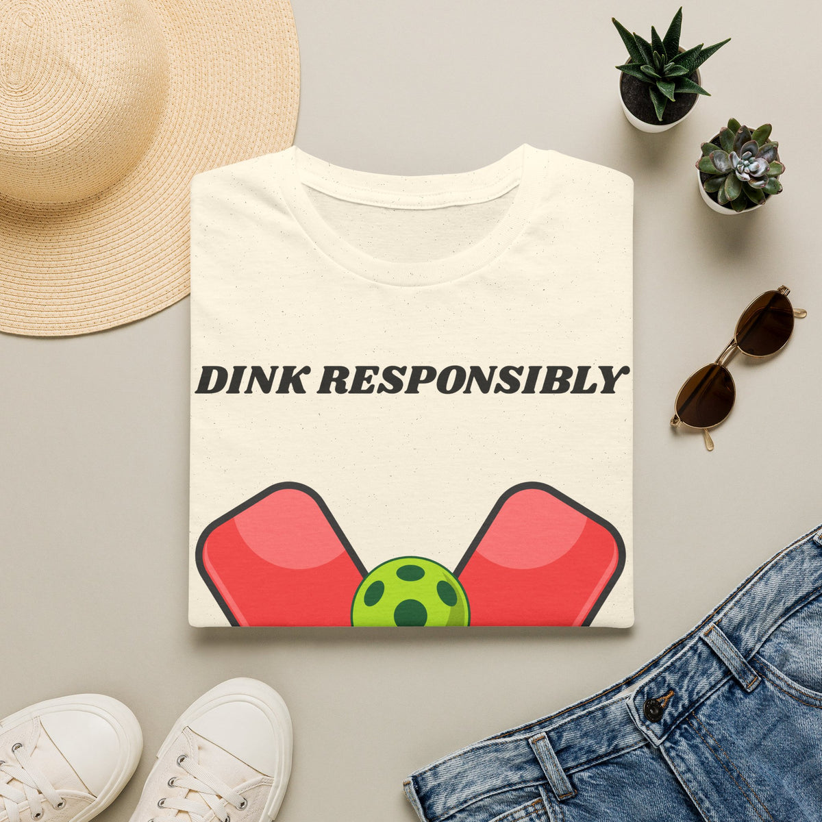 Dink Responsibly pickleball paddles and ball T-Shirt | Pickleball graphic tee