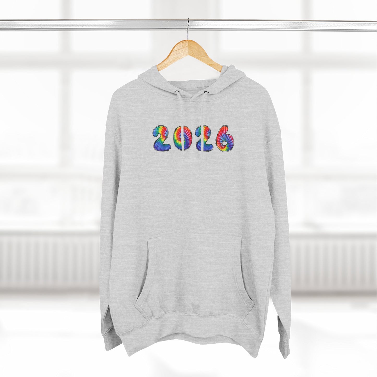 2026 Colorful Tie Dye Numbers Hoodie | New Year Retro Rainbow Design