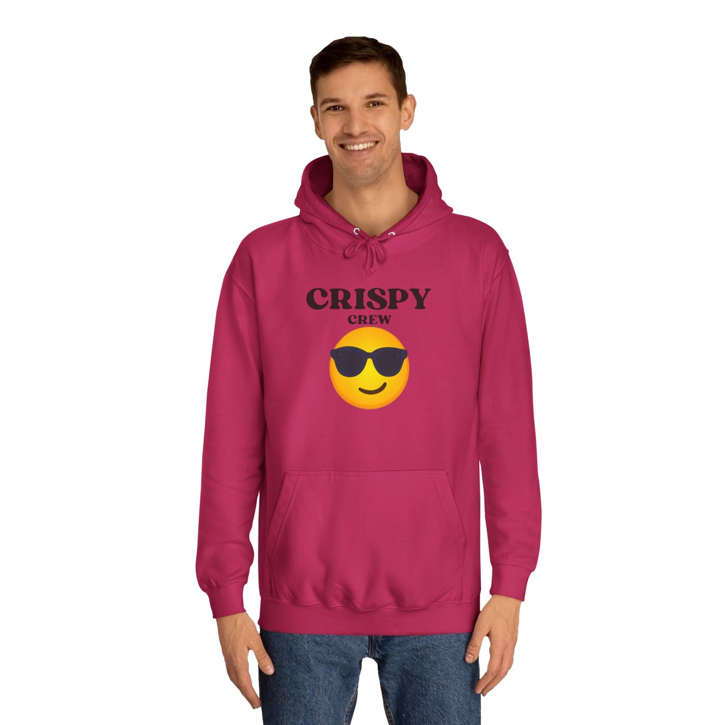 Crispy Crew Unisex College Hoodie, Funny Sweatshirt, Gift for Students, Casual Apparel, College Life Hoodie, Emojis, Comfortable Wear