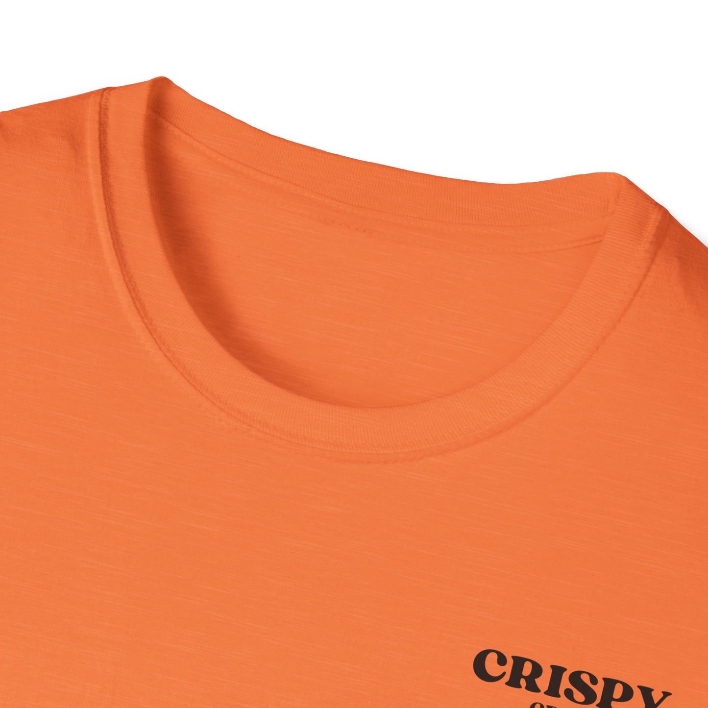 Crispy Crew Unisex Softstyle T-Shirt, Funny Emoji Tee, Casual Summer Shirt, Gift for Friends, Relaxed Fit Clothing