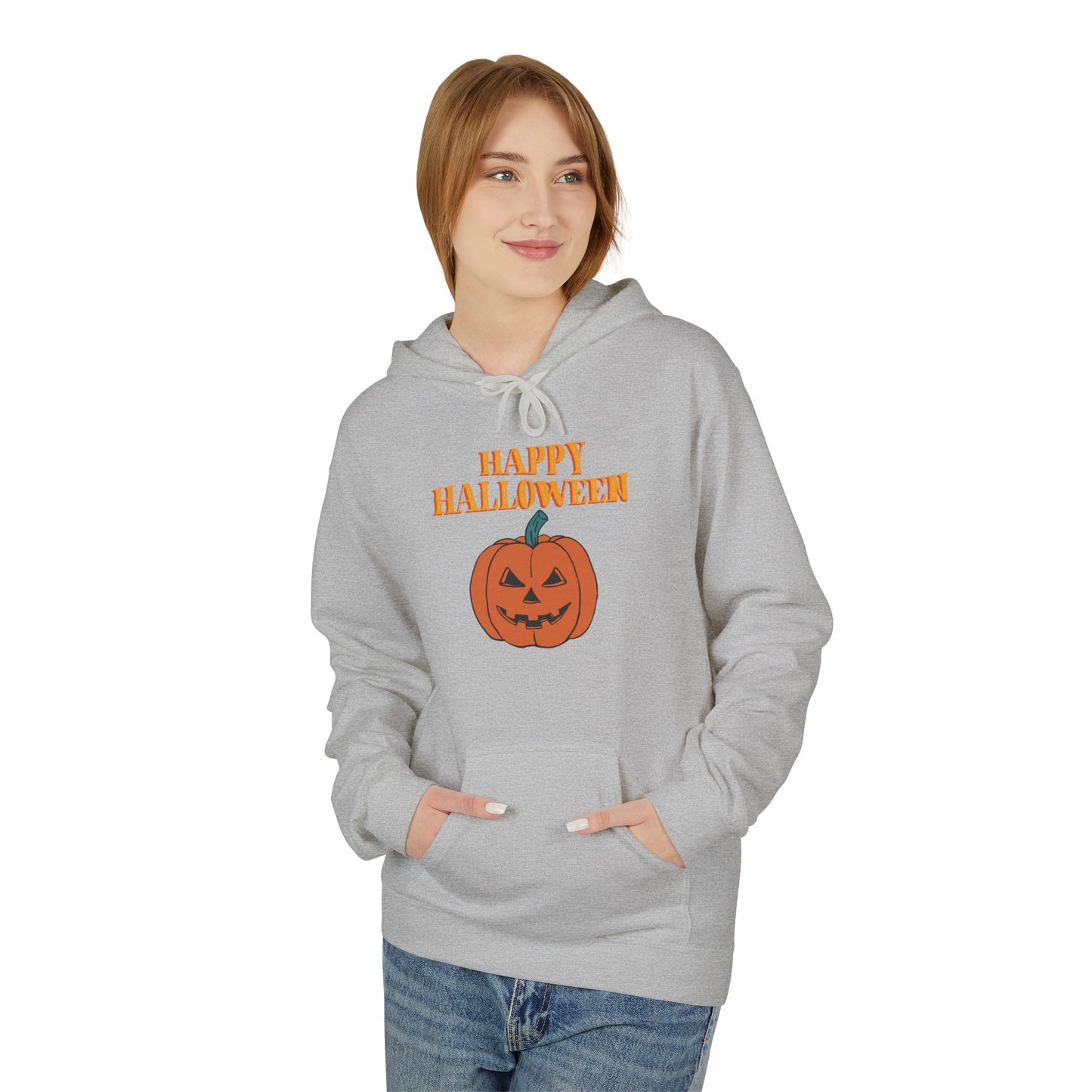 Halloween Pumpkin Hoodie, Unisex Fleece Pullover for Fall, Spooky Season Sweatshirt, October Celebration Gear, Trick or Treat Apparel