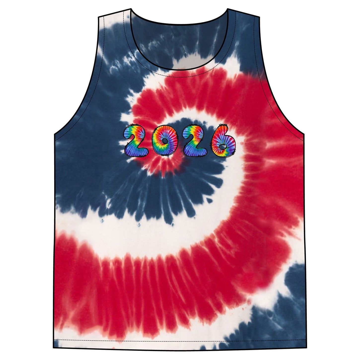 2026 Rainbow Tie-Dye Tank Top | Spiral Swirl Festival Beachwear