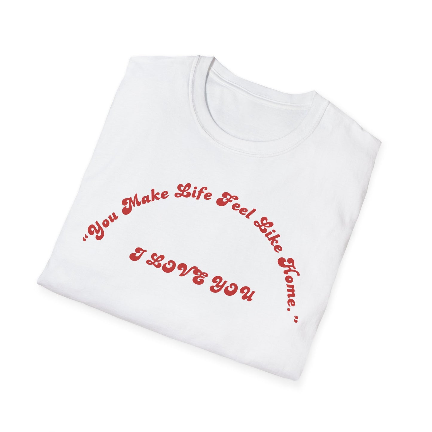 I Love You Graphic Tee — Romantic Red Script Chest Shirt