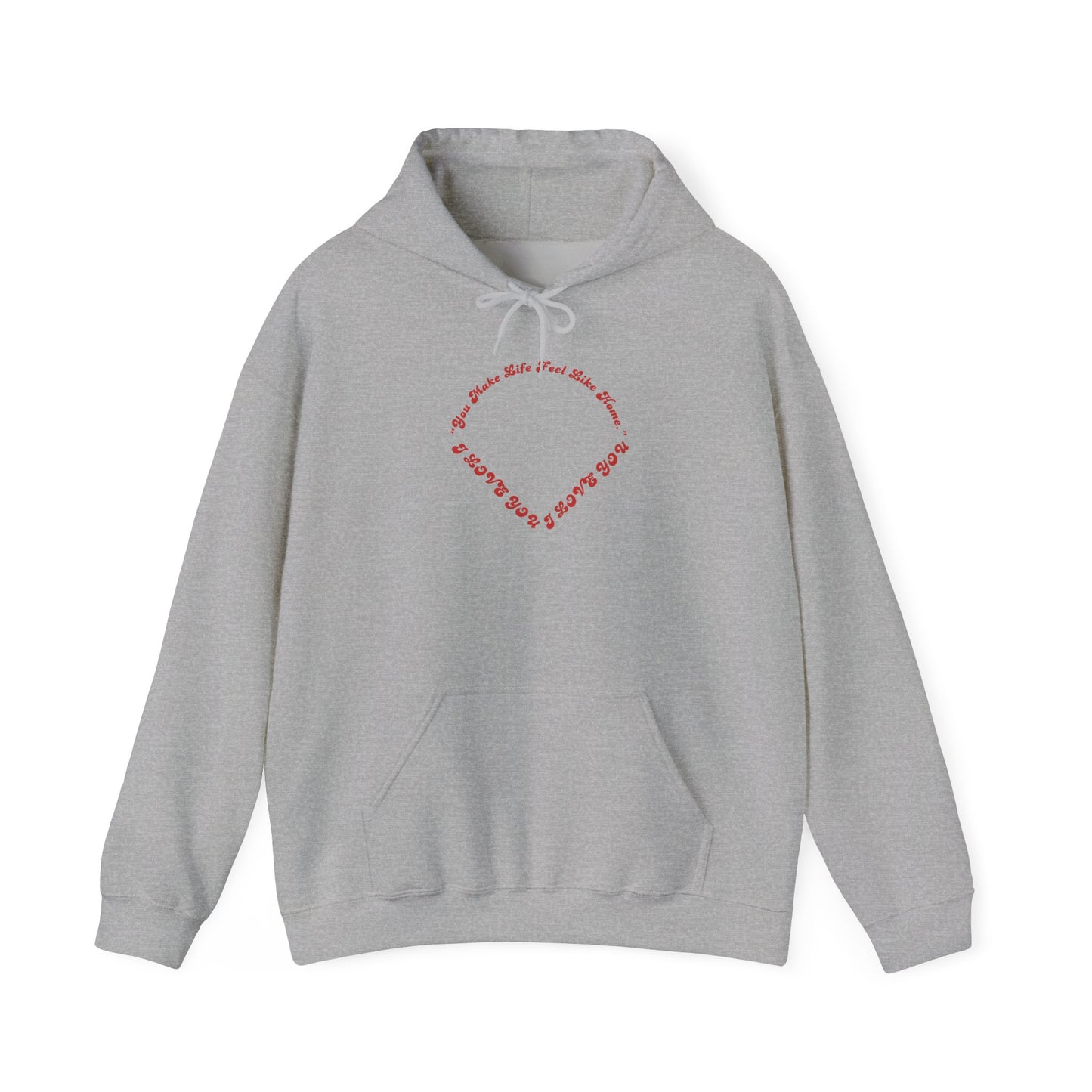 Heart Script Hoodie — Minimal Heart Text Graphic Pullover