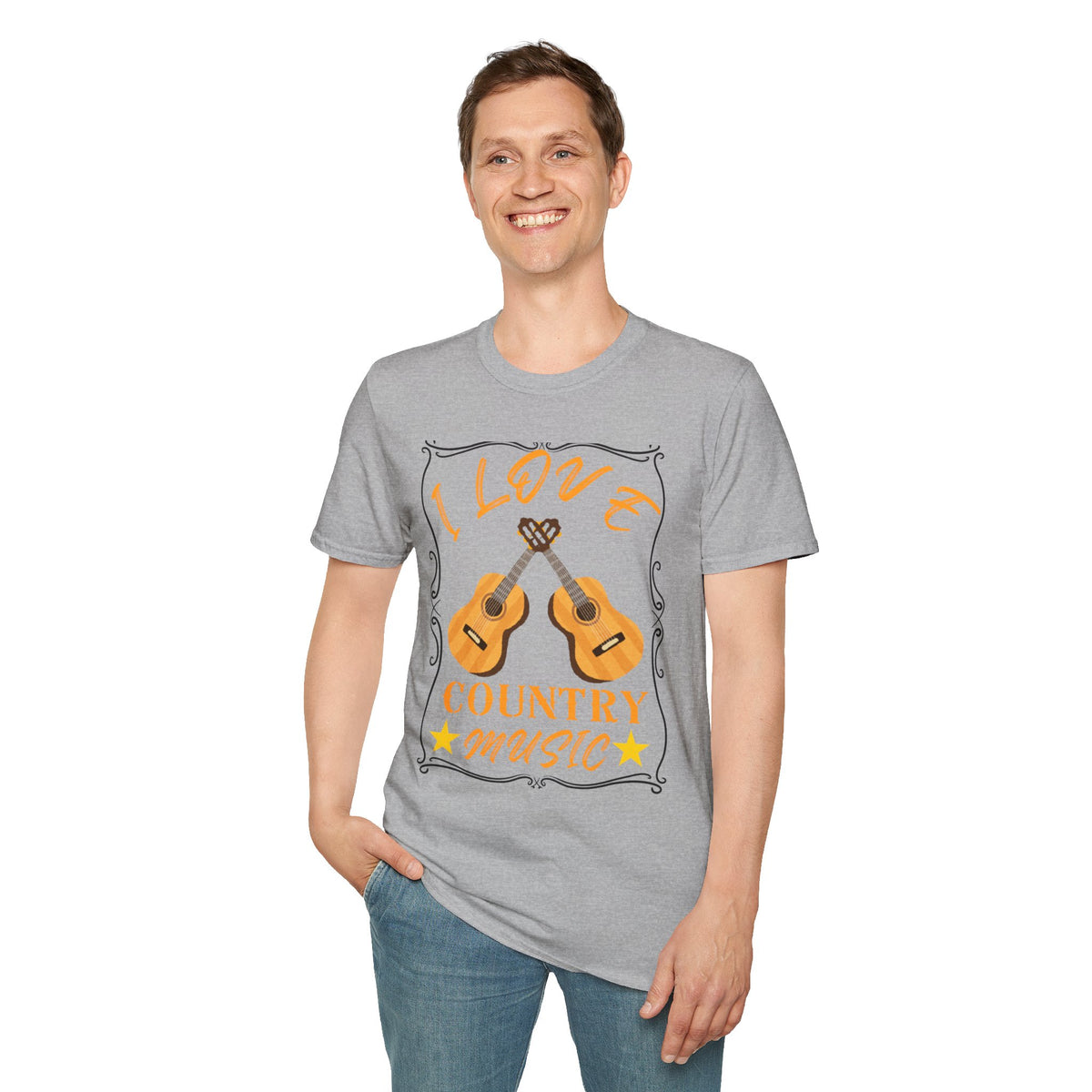 I Love Country Music T-Shirt | Acoustic Guitar Design