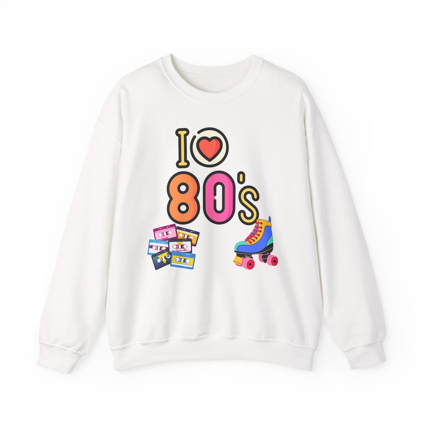 I Heart 80's Roller Skate Sweatshirt | Retro Tape Cassette 80s