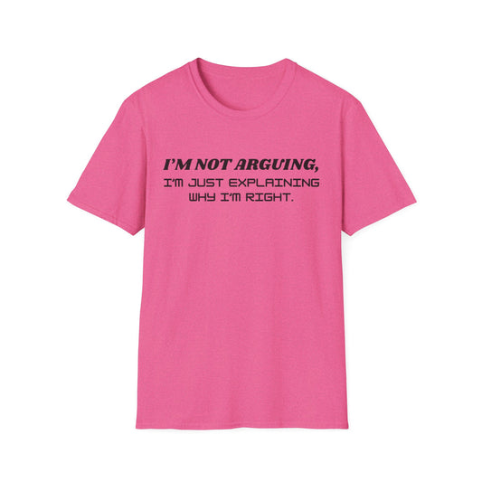 I'm Not Arguing Unisex Softstyle T-Shirt, Funny Quote Tee, Gift for Friends, Humor T-Shirt, Casual Wear, Everyday T-Shirt