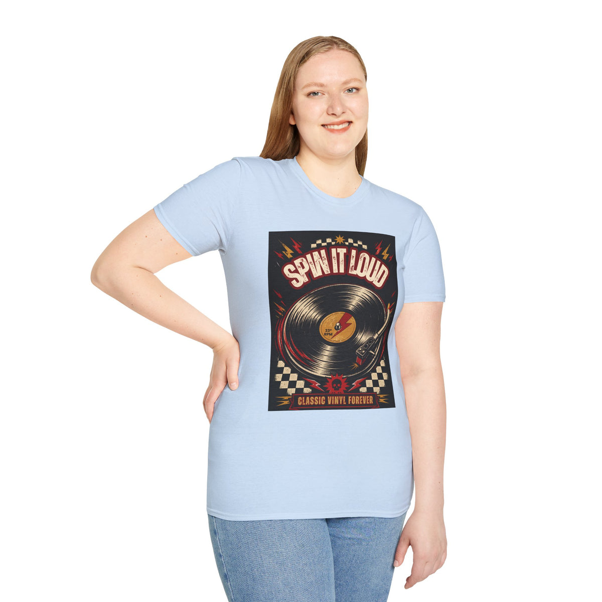 Spin It Loud Vinyl Record T-Shirt | Retro Music Graphic Tee