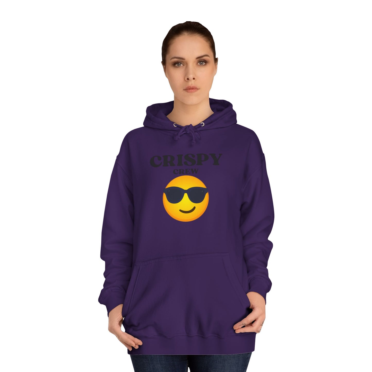Crispy Crew Unisex College Hoodie, Funny Sweatshirt, Gift for Students, Casual Apparel, College Life Hoodie, Emojis, Comfortable Wear