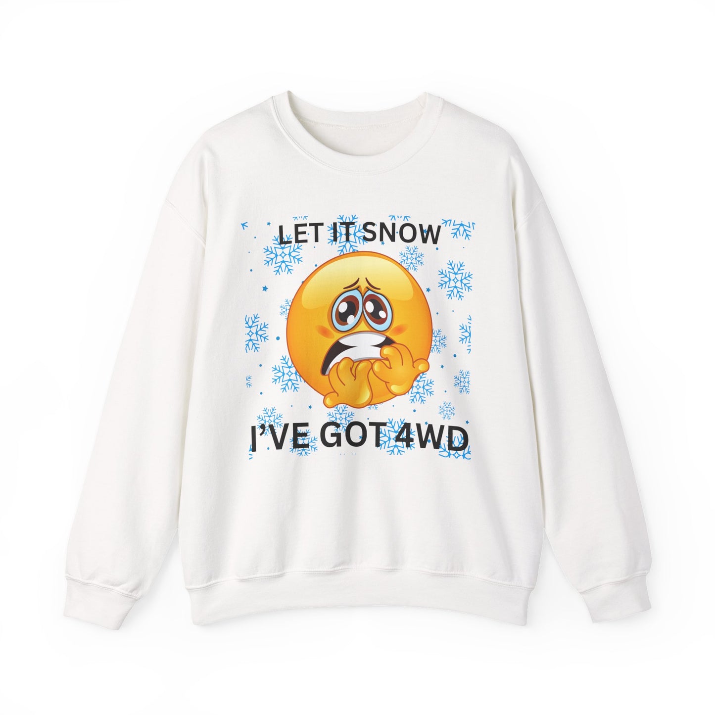 Crewneck Sweatshirt - 'Let It Snow I've Got 4WD' Funny Winter Emoji Design