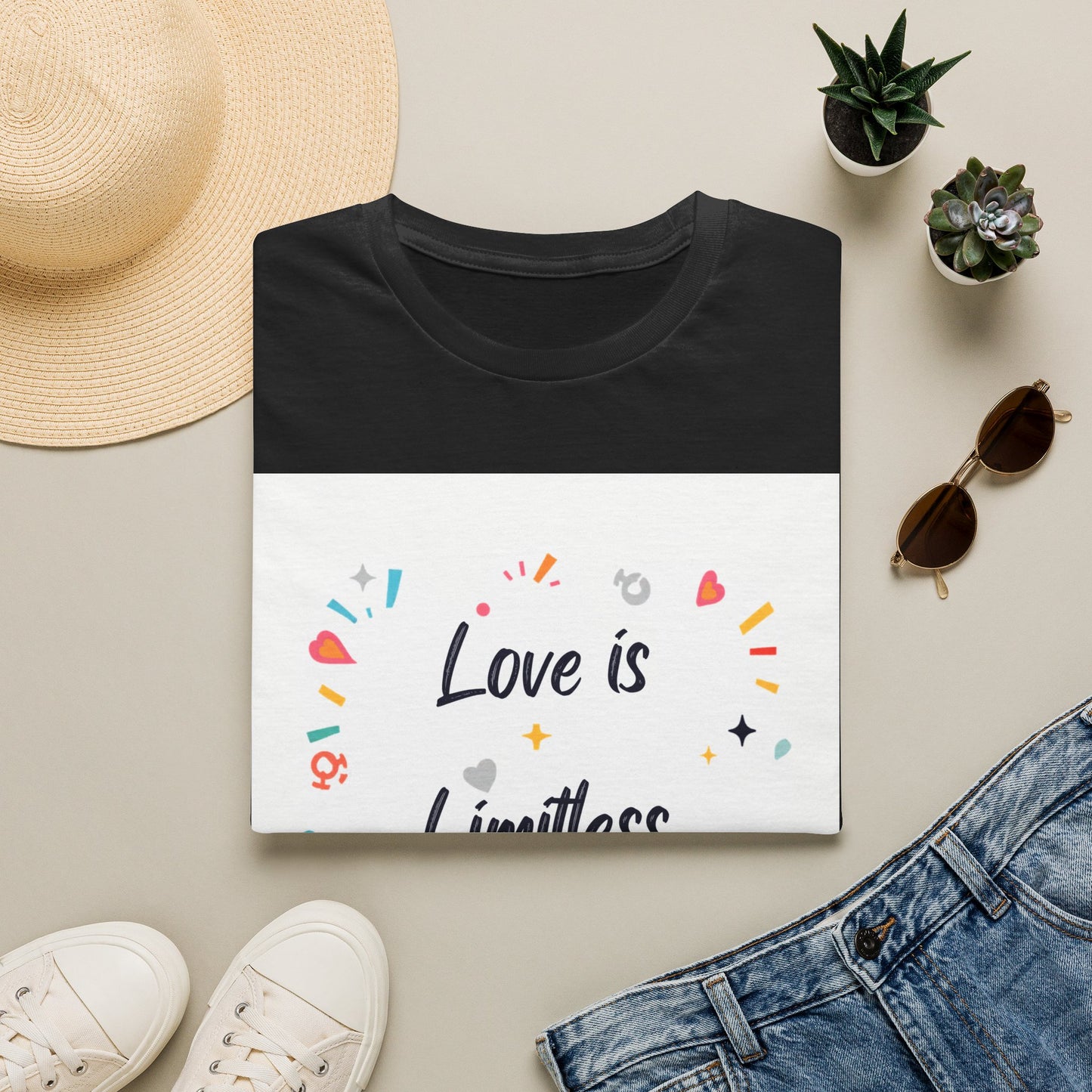 Love Is Limitless T-Shirt | Inspirational Pride Rainbow Heart Design