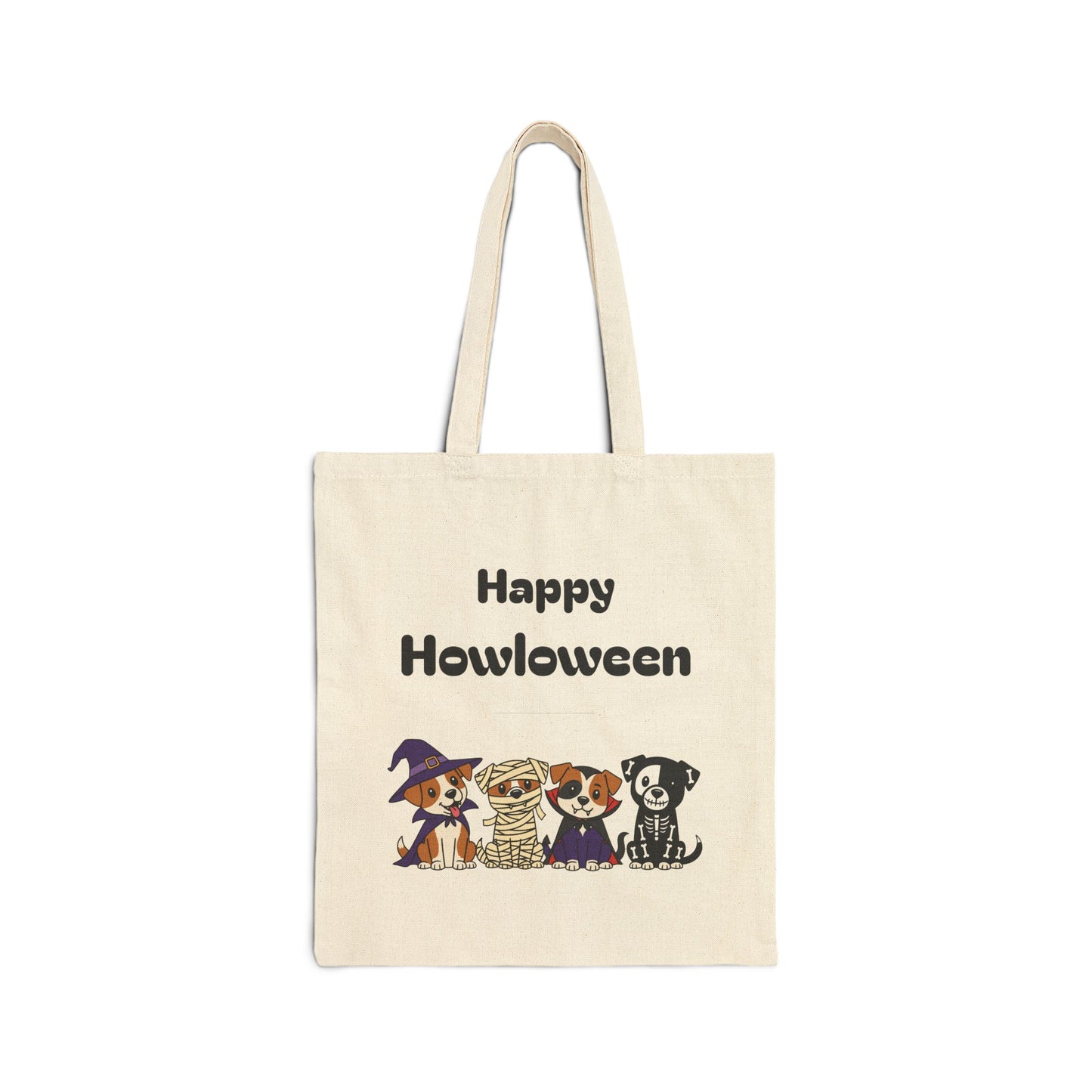Happy Howloween Cotton Tote Bag, Dog Lovers Gift, Halloween Eco-Friendly Bag, Pet Themed Shopping Tote, Trick or Treat Bag