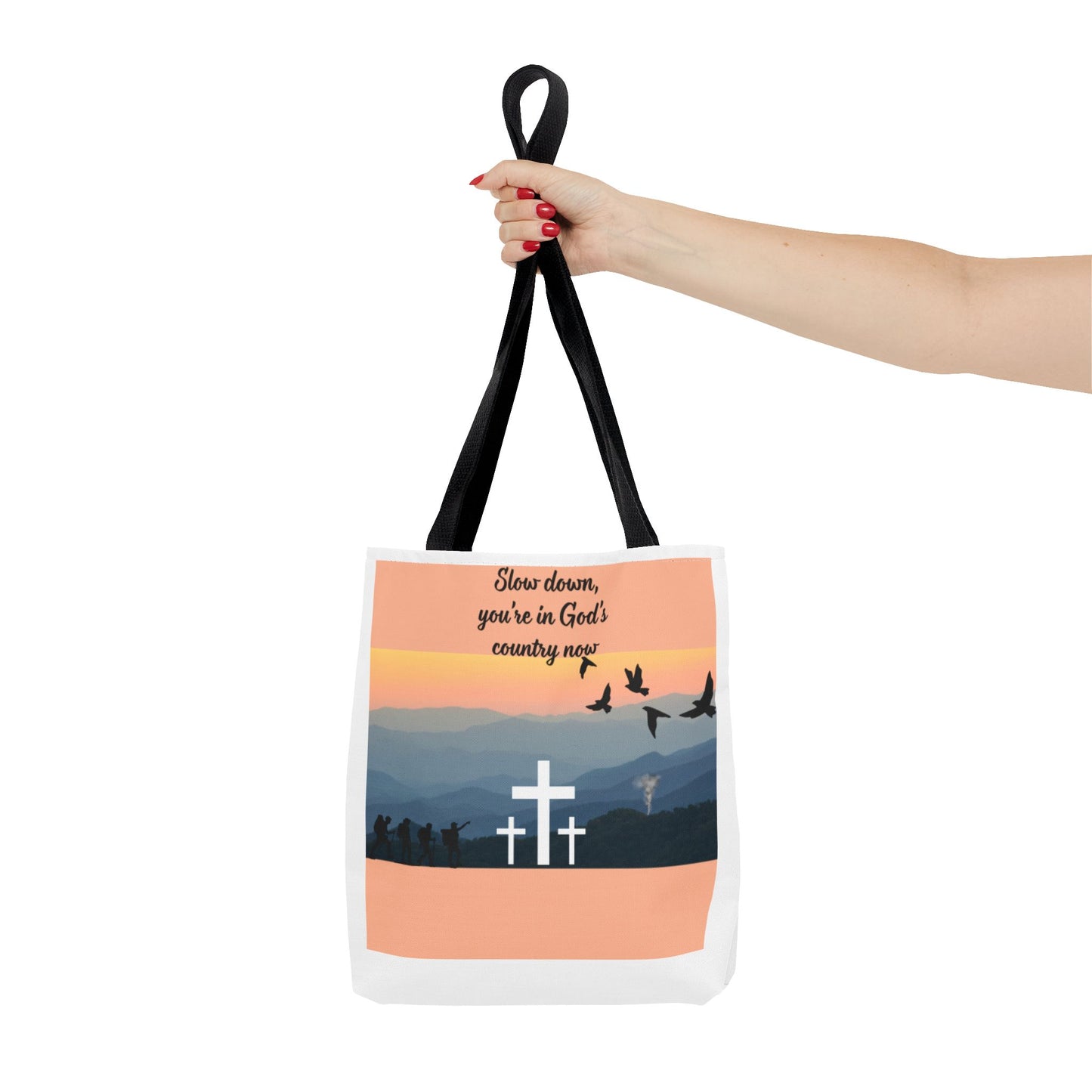 Inspirational Tote Bag  Slow down, you are in Gods country now  Perfect for Church, Gifts, Travel, and Everyday Use