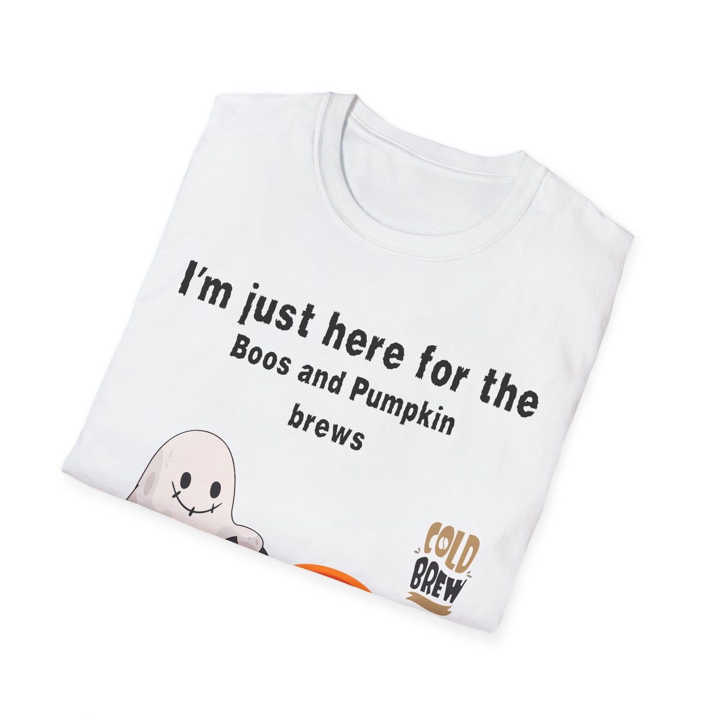 Halloween Ghostly Vibes T-Shirt, Boo's and Pumpkin Brews Tee, Unisex Casual Wear, Autumn Fashion, Spooky Season Clothing