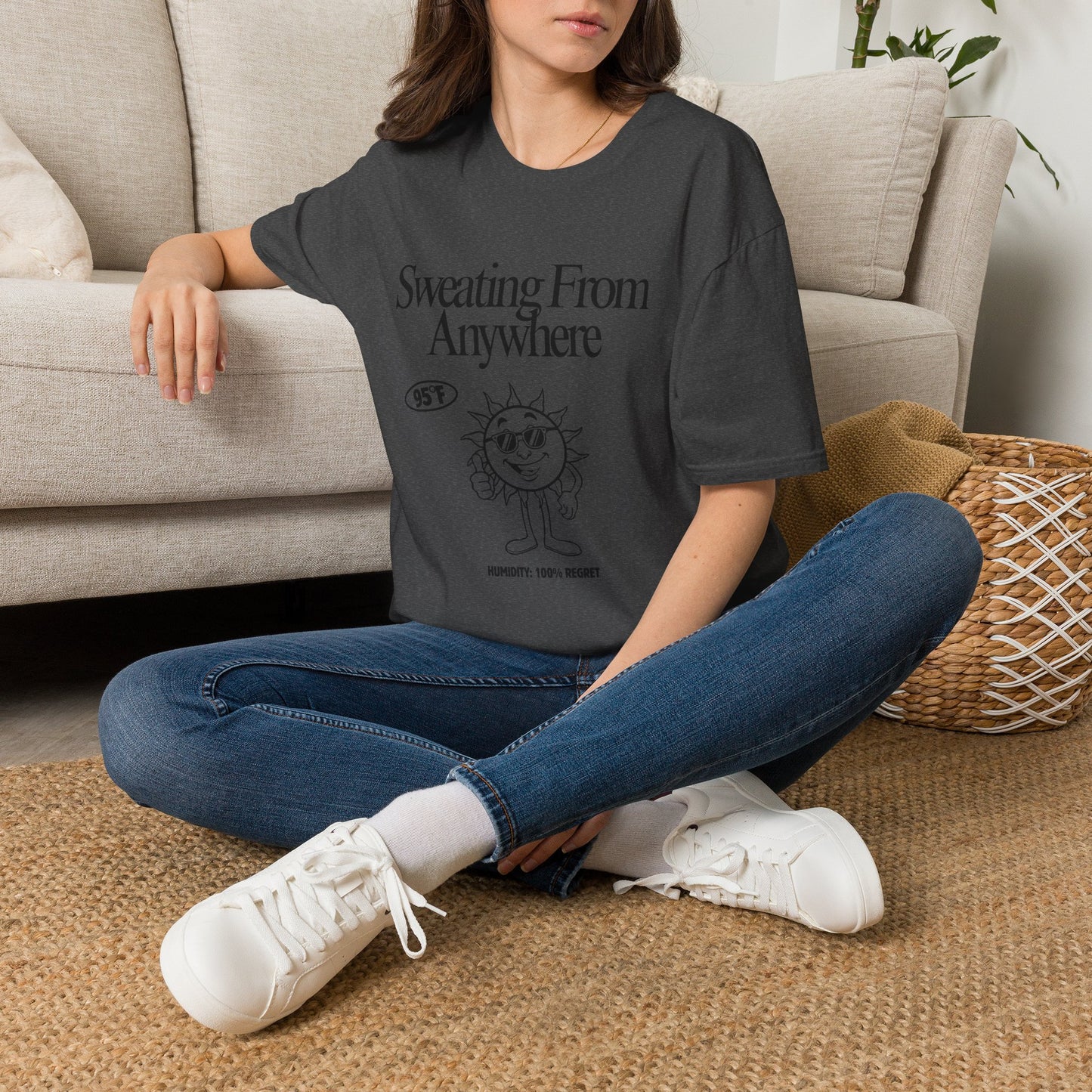 Sweating From Anywhere T-Shirt | Retro Sun Graphic 95F
